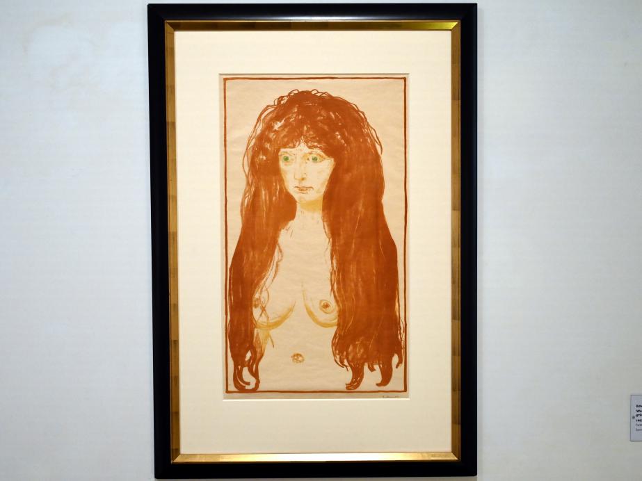 Edvard Munch (1888–1925), Weib mit rotem Haar und grünen Augen. Die Sünde, Schwäbisch Hall, Kunsthalle Würth, Untergeschoß Saal 2, 1902, Bild 1/2