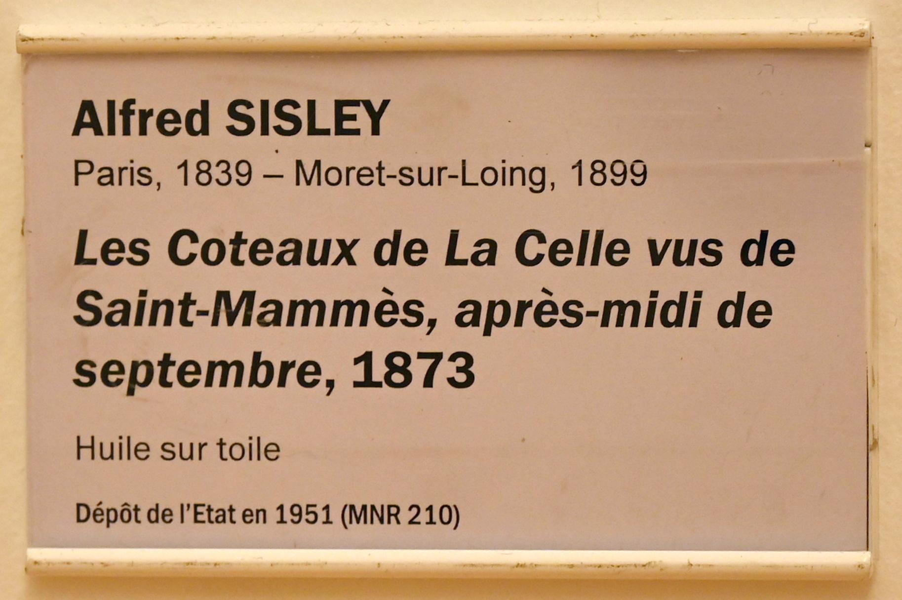 Alfred Sisley (1872–1896), Die Hügel von La Celle von Saint-Mammès aus gesehen, Septembernachmittag, Straßburg, Musée d’Art moderne et contemporain, Saal 4, 1873, Bild 2/2