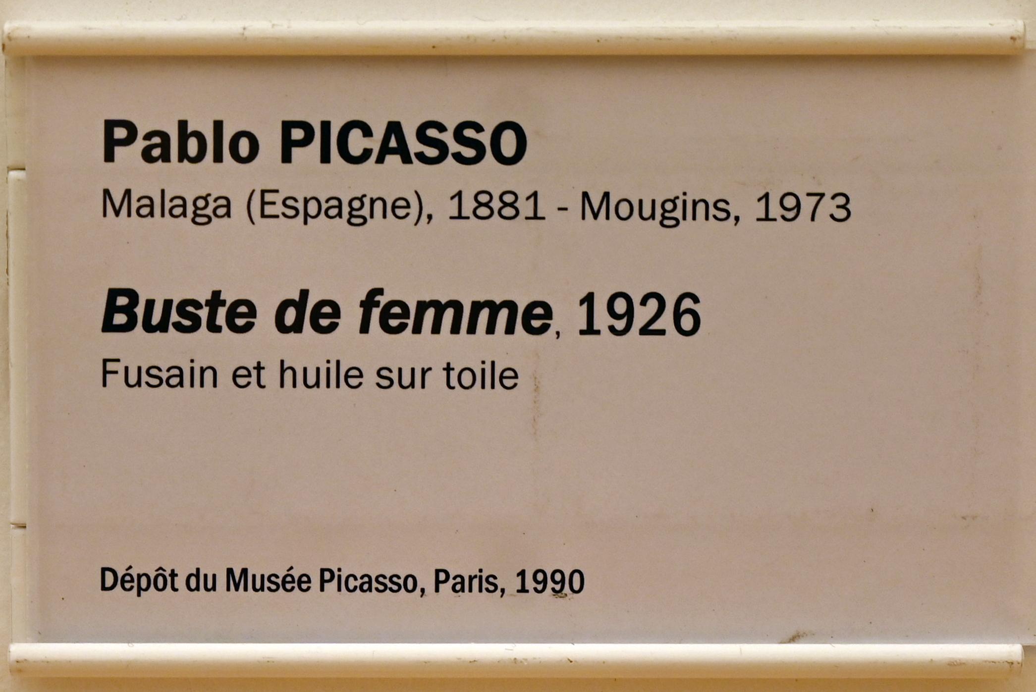 Pablo Picasso (1897–1972), Weibliche Büste, Straßburg, Musée d’Art moderne et contemporain, Saal 13, 1926, Bild 2/2