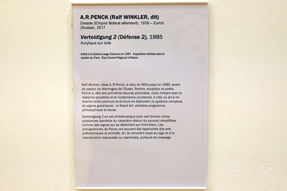 A. R. Penck (1965–1992), Verteidigung 2, Straßburg, Musée d’Art moderne et contemporain, Saal 20, 1985, Bild 2/2