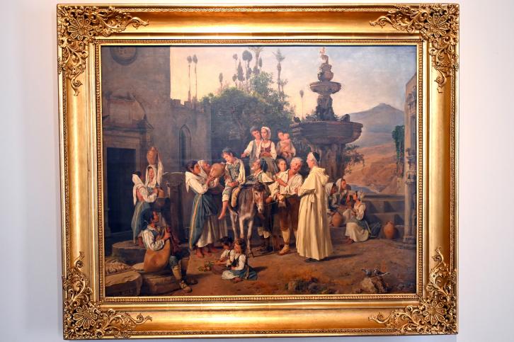 Ferdinand Georg Waldmüller (1819–1864), Am Brunnen von Taormina, Halle (Saale), Kunstmuseum Moritzburg, Alte Meister Saal 7, 1846, Bild 1/2
