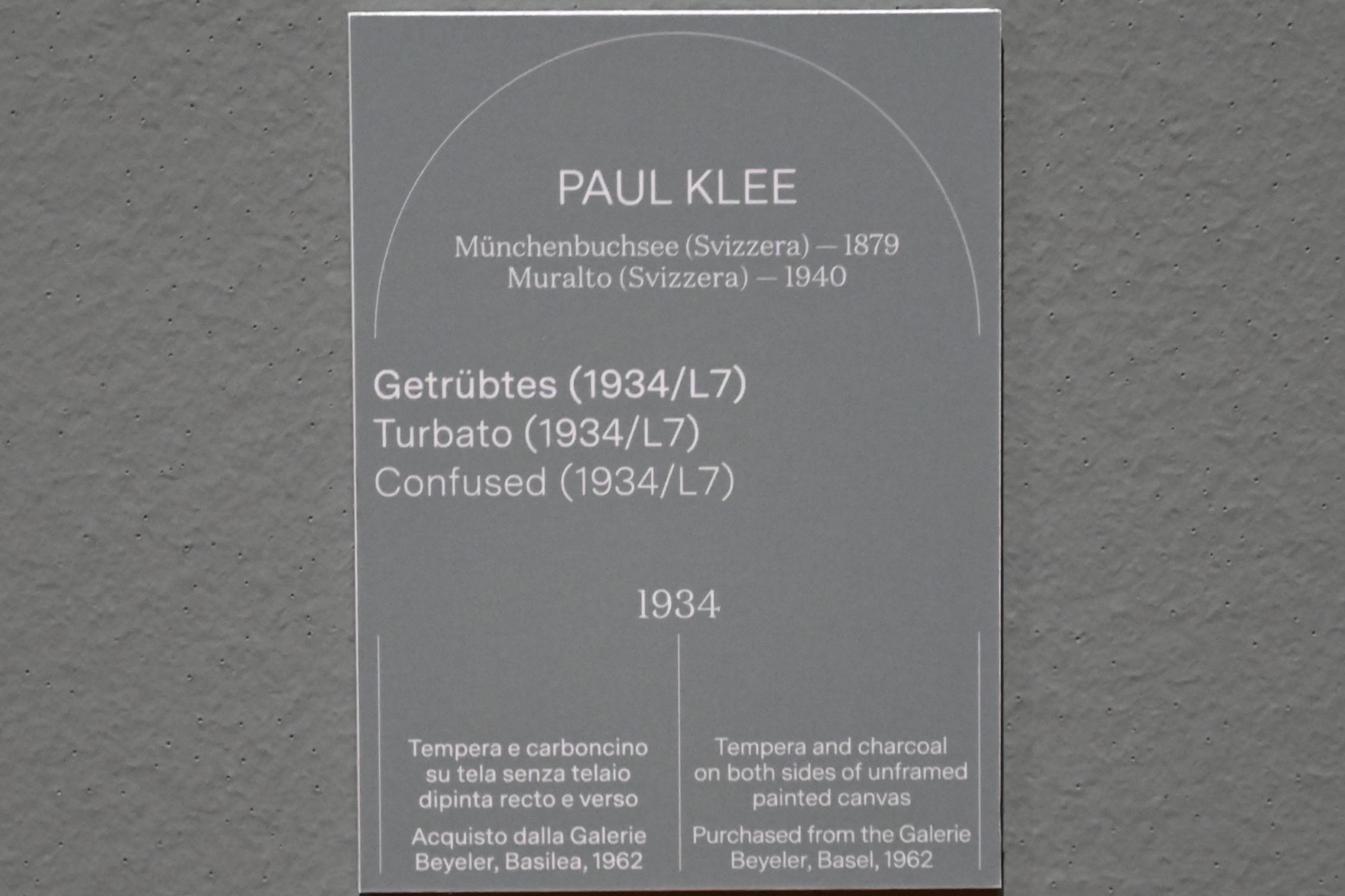 Paul Klee (1904–1940), Getrübtes (1934/L7), Turin, Galleria civica d'arte moderna e contemporanea (GAM Torino), Saal 2, 1934, Bild 2/2