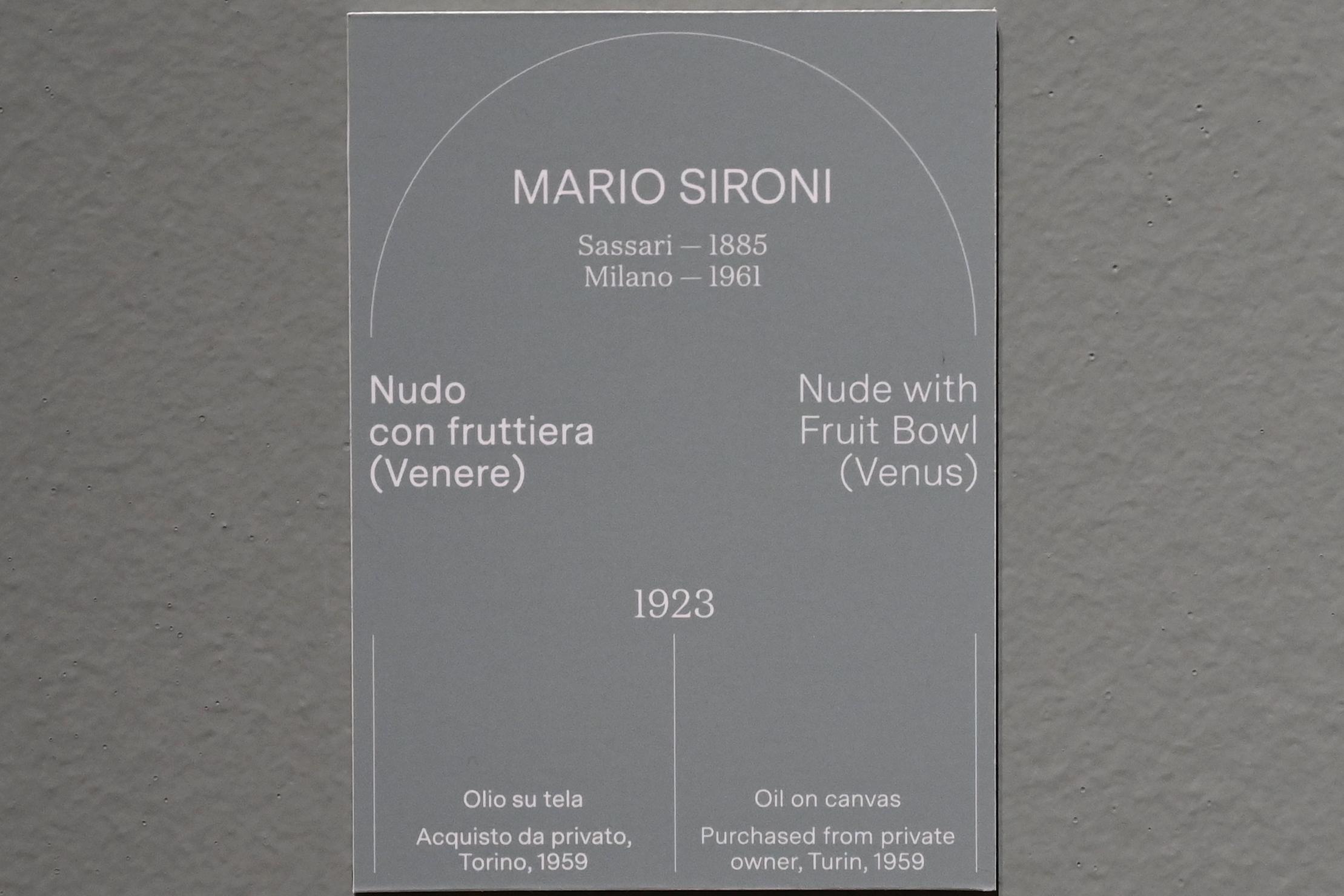 Mario Sironi (1923), Akt mit Obstschale (Venus), Turin, Galleria civica d'arte moderna e contemporanea (GAM Torino), Saal 7, 1923, Bild 2/2