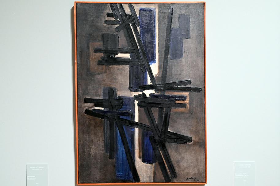 Pierre Soulages (1946–2019), Komposition, Turin, Galleria civica d'arte moderna e contemporanea (GAM Torino), Saal 11, 1951, Bild 1/2