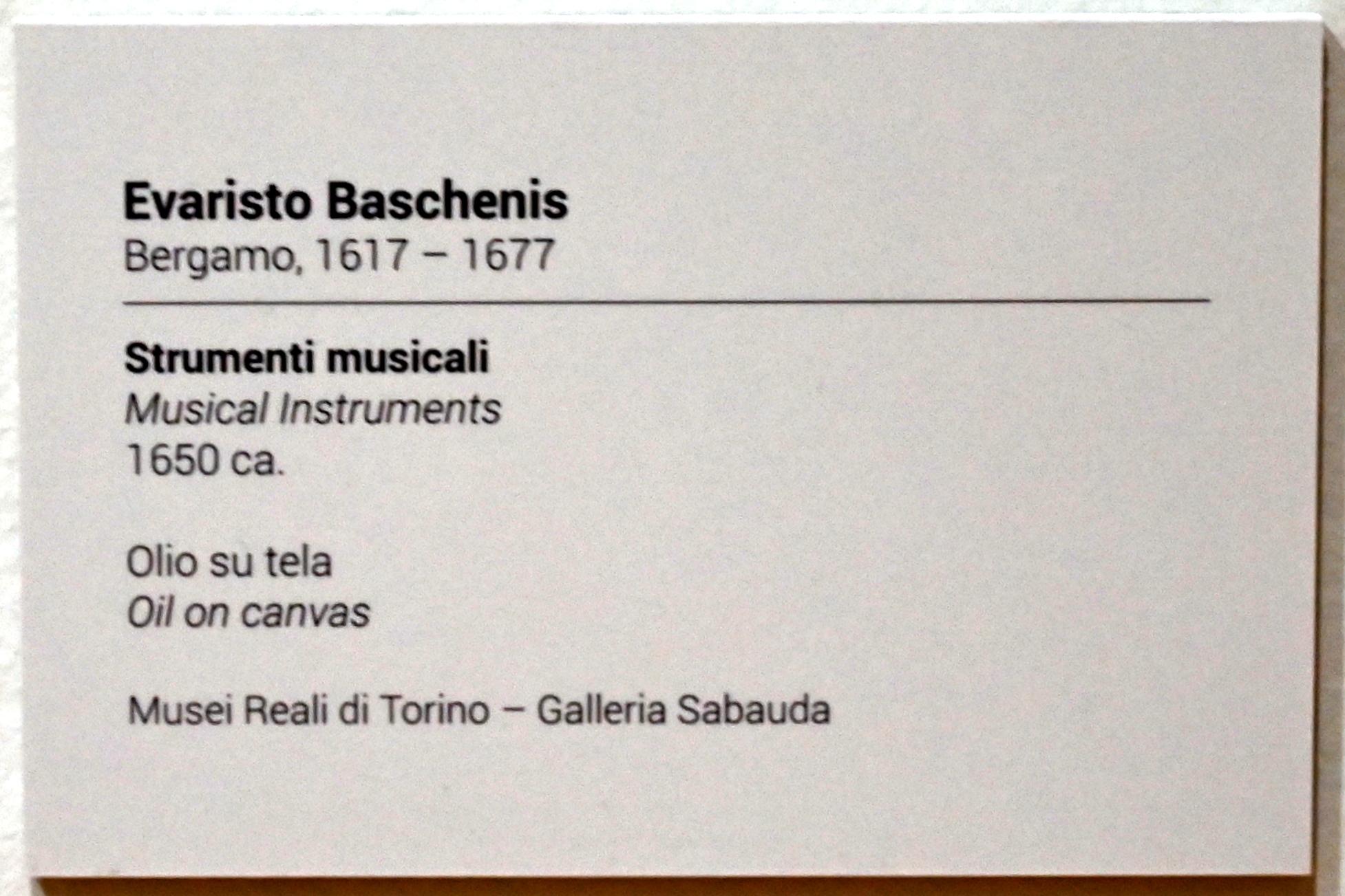 Evaristo Baschenis (1650), Musikinstrumente, Turin, GAM Torino, Ausstellung "Eine Reise gegen den Strom" vom 05.05.-12.09.2021, Saal 6, um 1650, Bild 2/4