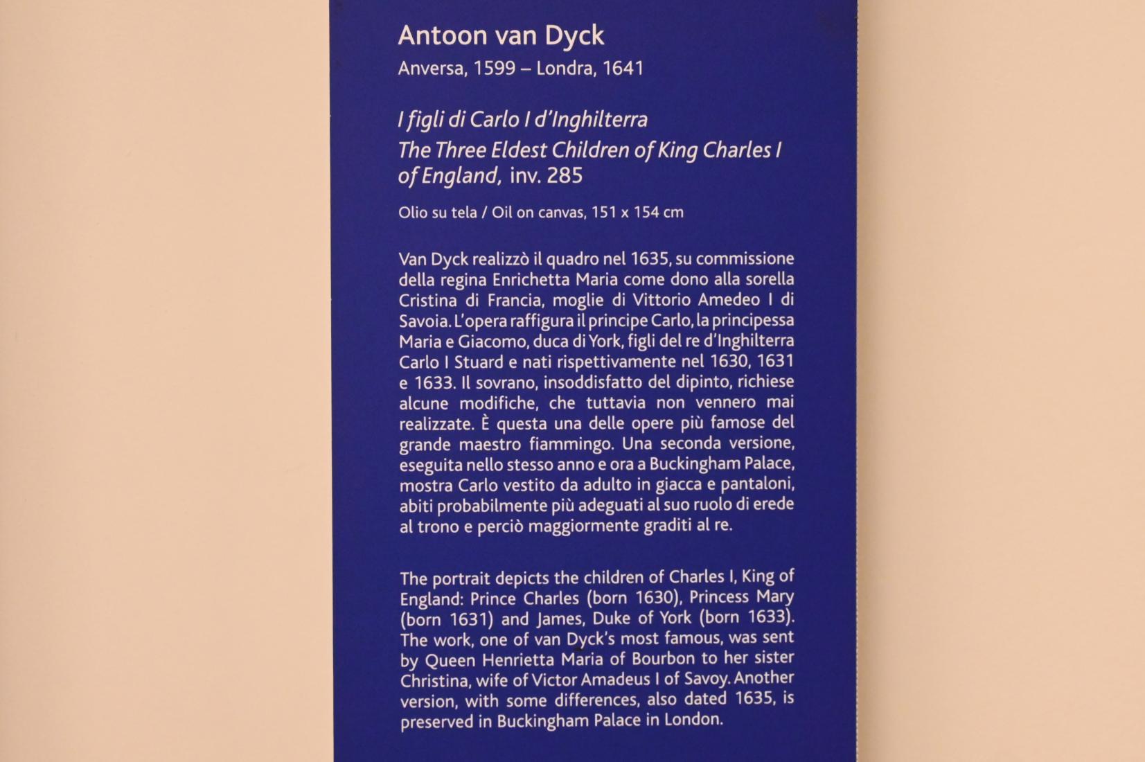 Anthonis (Anton) van Dyck (1614–1641), Die drei ältesten Kinder von König Karl I. von England, Turin, Galleria Sabauda, Saal 29, um 1635, Bild 2/2