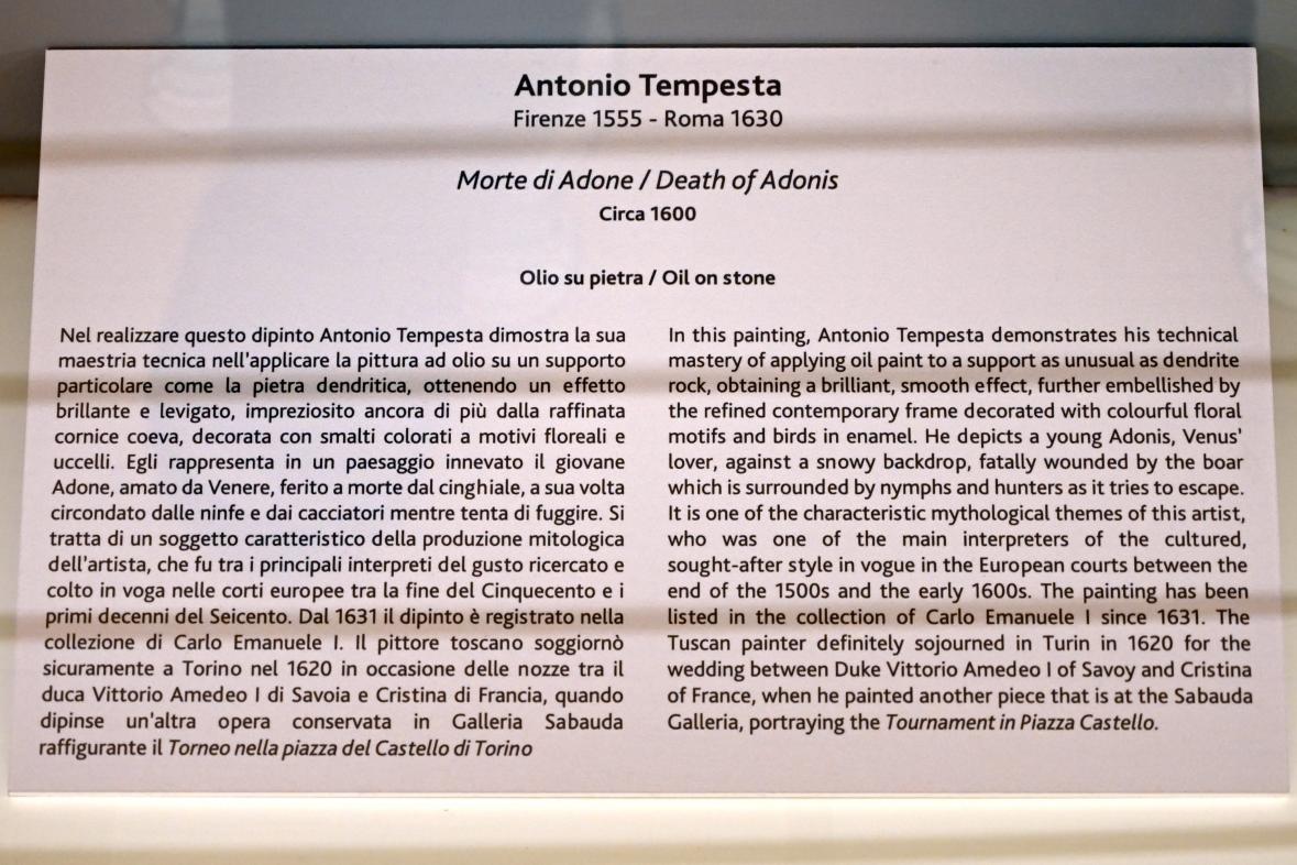 Antonio Tempesta (1595–1620), Tod des Adonis, Turin, Galleria Sabauda, Saal 13, um 1600, Bild 2/2