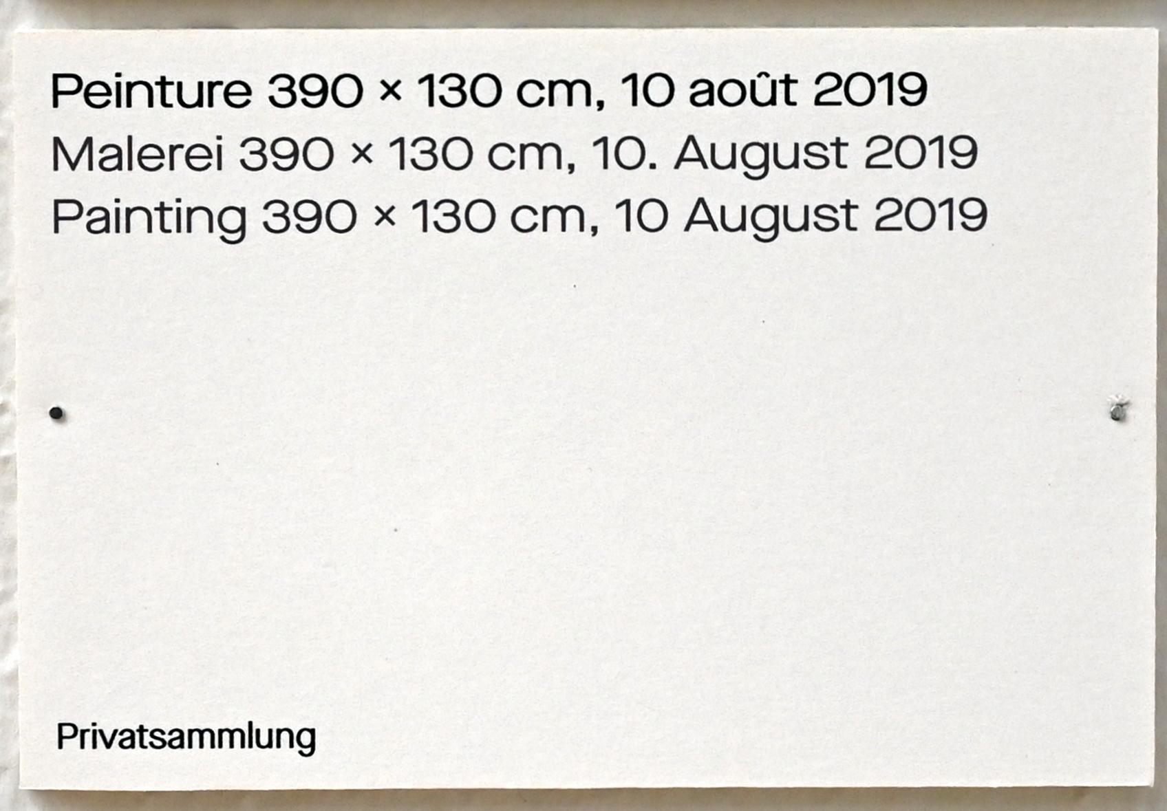 Pierre Soulages (1946–2019), Malerei 390 x 130 cm, 10. August 2019, Chemnitz, Kunstsammlungen am Theaterplatz, Ausstellung "Soulages" vom 28.03.-25.07.2021, Saal 1, 2019, Bild 2/2
