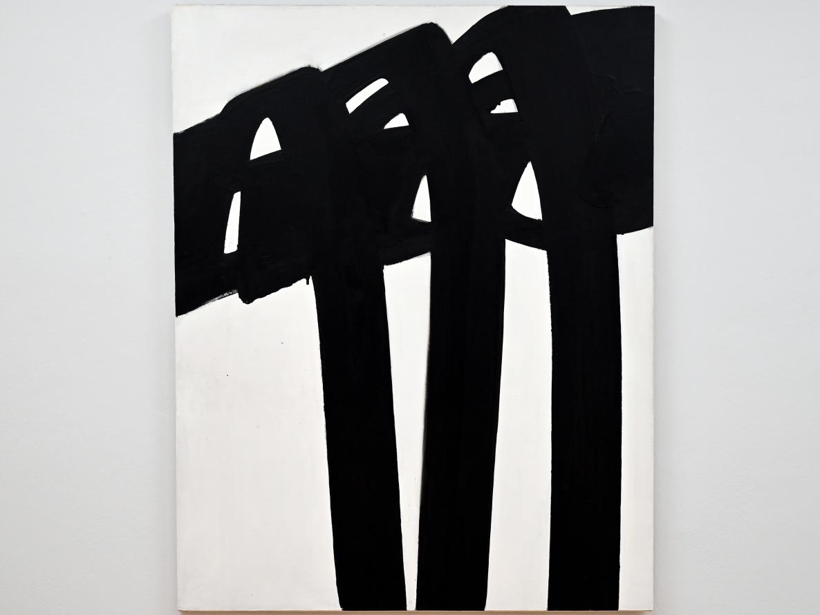 Pierre Soulages (1946–2019), Malerei 190 x 150 cm, 1970, Chemnitz, Kunstsammlungen am Theaterplatz, Ausstellung "Soulages" vom 28.03.-25.07.2021, Saal 2, 1970