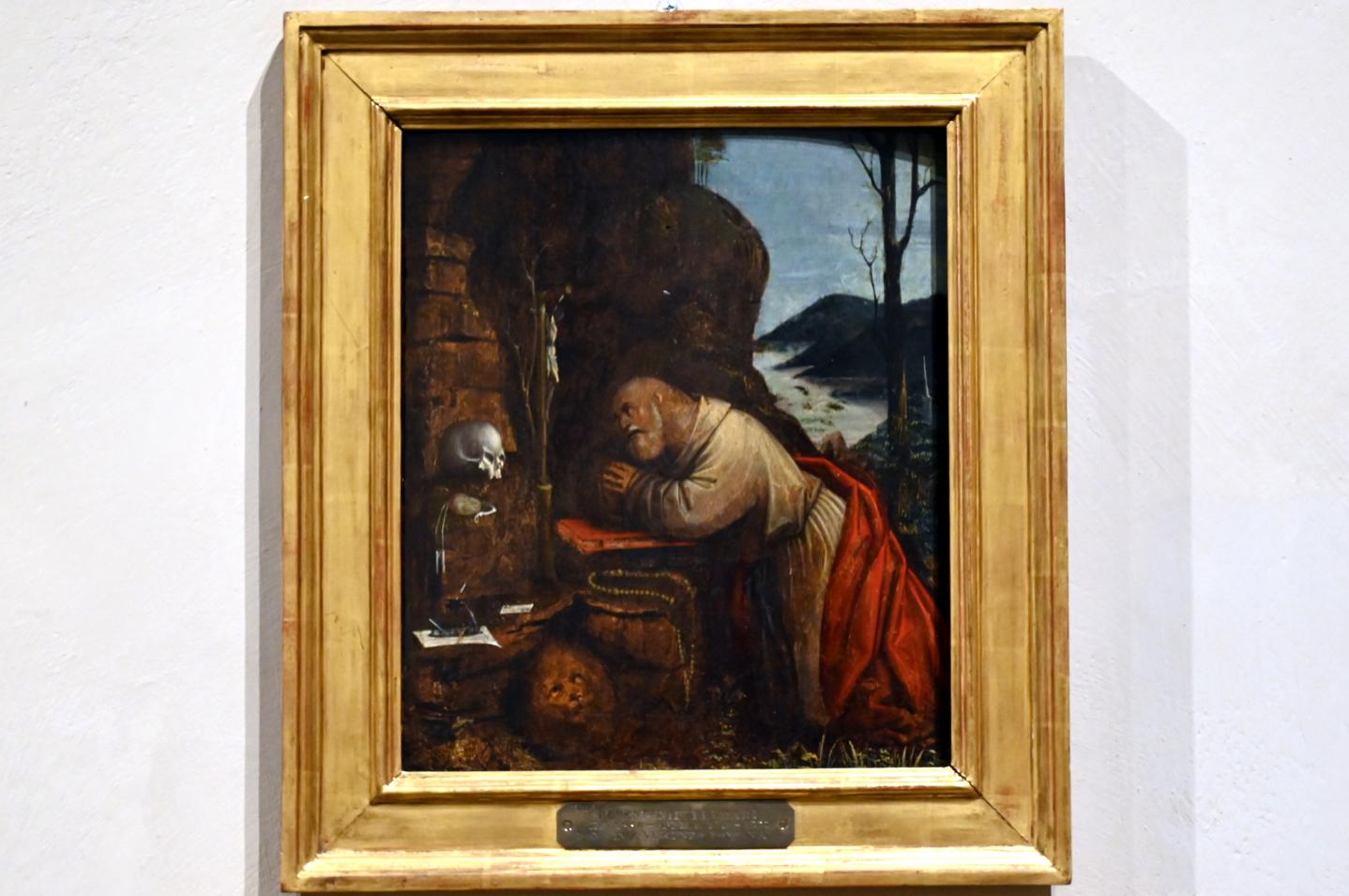 Defendente Ferrari (1504–1532), Heiliger Hieronymus im Gebet, Turin, Museo civico d'arte antica, Saal 4, um 1510–1520, Bild 1/2