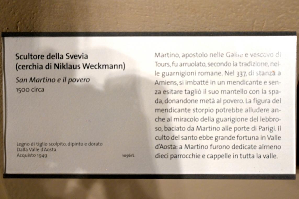 Nikolaus Weckmann (Umkreis) (1500–1522), Der Heilige Martin und der Bettler, Turin, Museo civico d'arte antica, Saal 7, um 1500, Bild 3/3