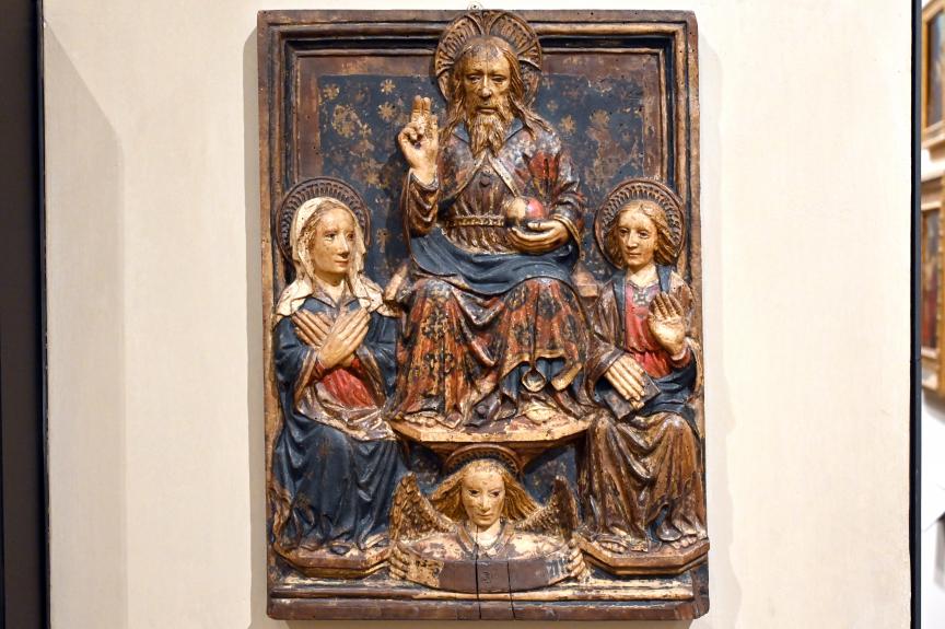 Jean de Chetro (1470), Segnender Christus zwischen der Jungfrau Maria und dem Evangelisten Johannes, Turin, Museo civico d'arte antica, Saal 7, um 1470