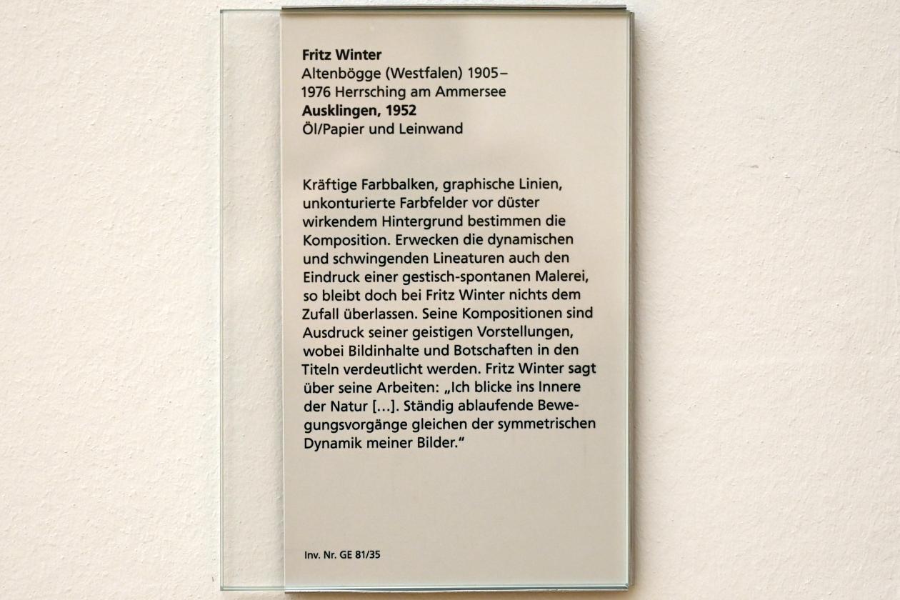Fritz Winter (1932–1965), Ausklingen, Mainz, Landesmuseum, Moderne, Saal 9, 1952, Bild 2/2