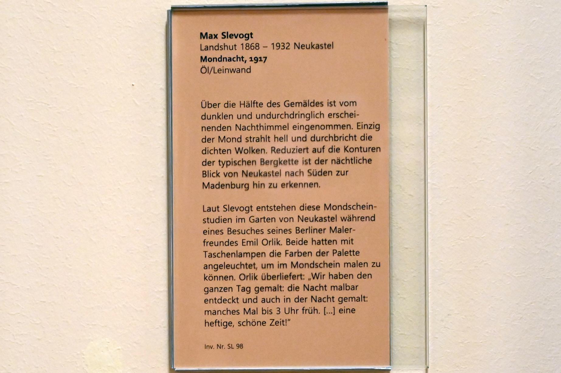 Max Slevogt (1886–1931), Mondnacht, Mainz, Landesmuseum, Kunst um 1900, 1917, Bild 2/2