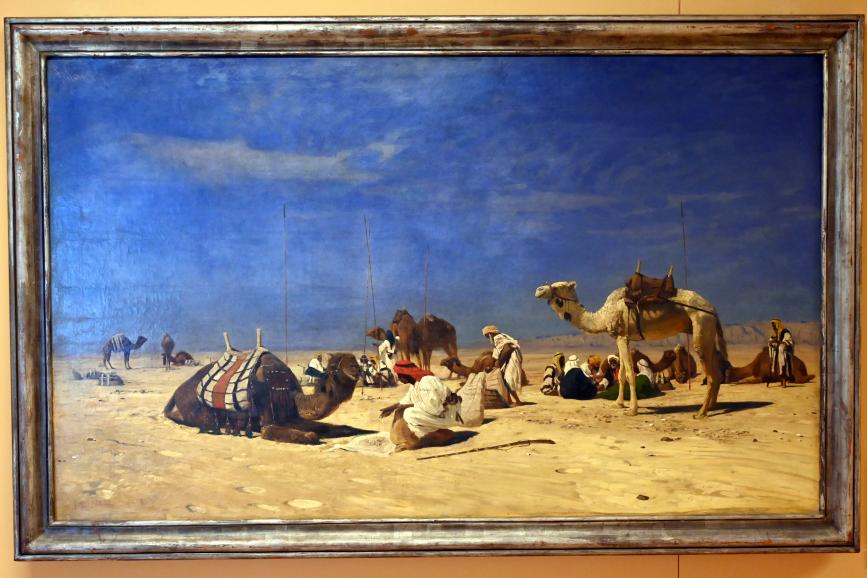Eugen Bracht (1861–1902), Rast in der Wüste (Peträisches Arabien), Mainz, Landesmuseum, Kunst um 1900, 1882, Bild 1/2