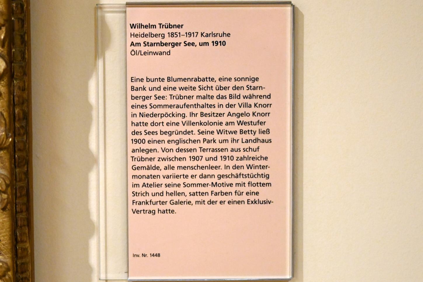 Wilhelm Trübner (1871–1914), Am Starnberger See, Mainz, Landesmuseum, Kunst um 1900, um 1910, Bild 2/2