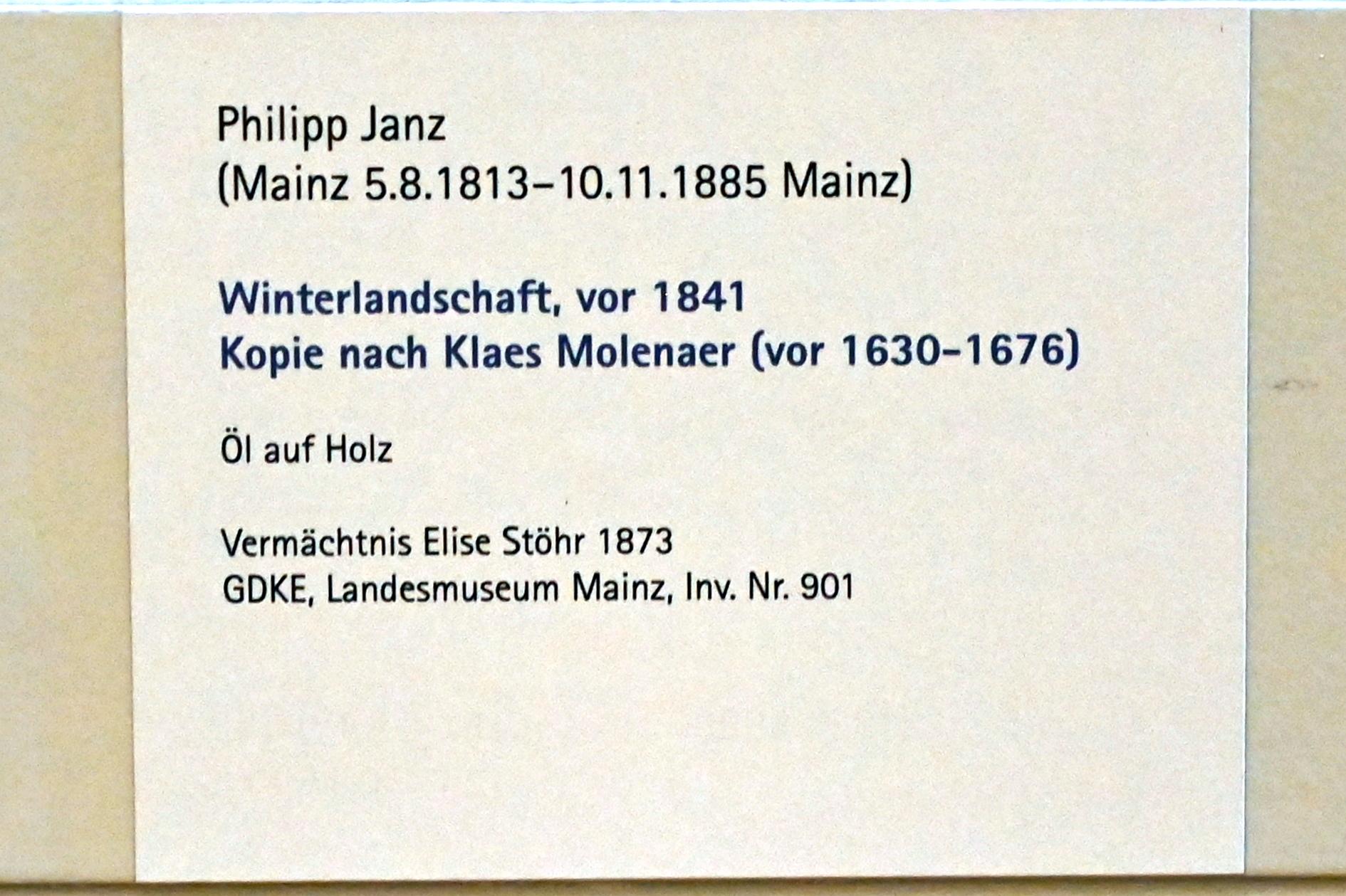 Philipp Janz (1840–1855), Winterlandschaft, Mainz, Landesmuseum, Graphische Sammlung, vor 1841, Bild 2/2