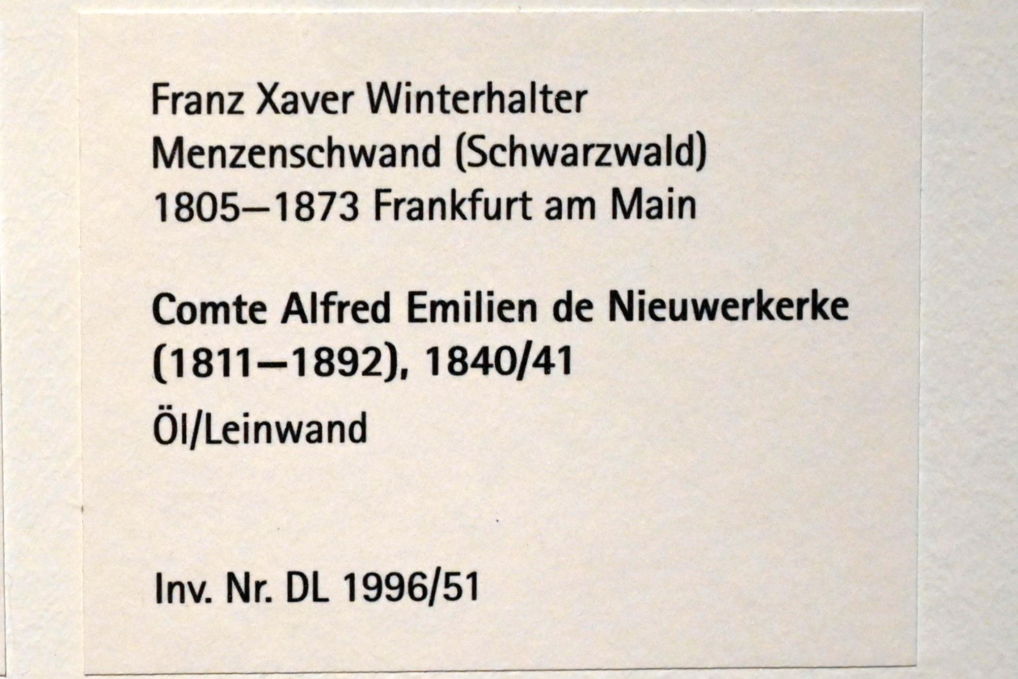Franz Xaver Winterhalter (1840–1872), Comte Alfred Emilien de Nieuwerkerke (1811-1892), Mainz, Landesmuseum, Schaudepot, 1840–1841, Bild 2/2