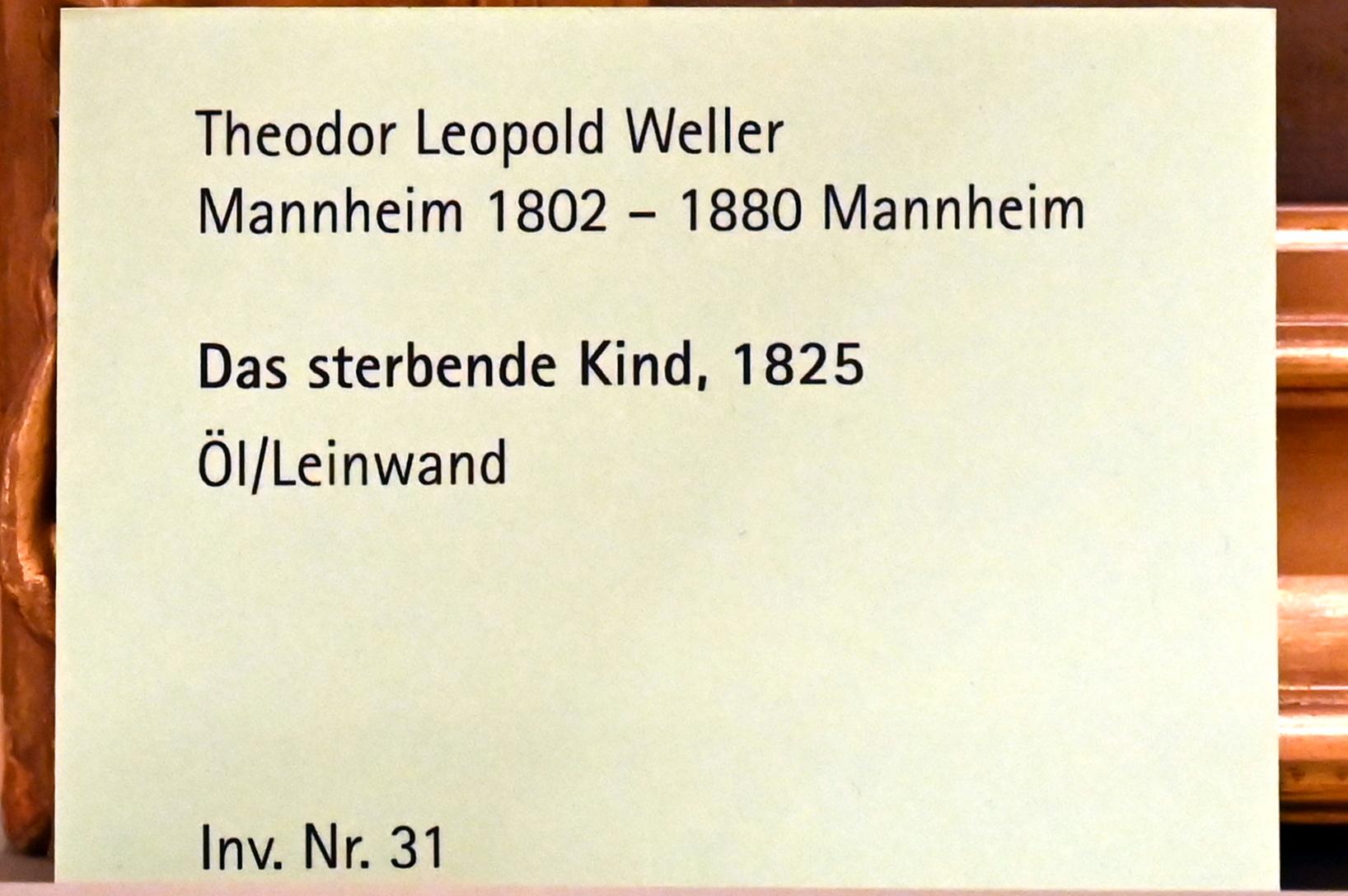 Theodor Leopold Weller (1825), Das sterbende Kind, Mainz, Landesmuseum, Schaudepot, 1825, Bild 2/2