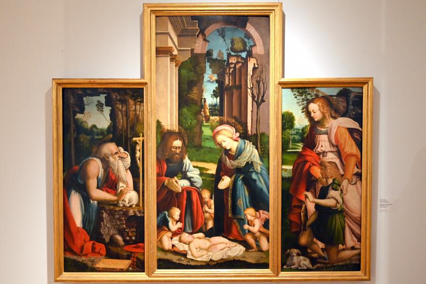 Eusebio Ferrari (1519–1520), Triptychon mit der Anbetung des Kindes, Mainz, Landesmuseum, Schaudepot, um 1520, Bild 1/2