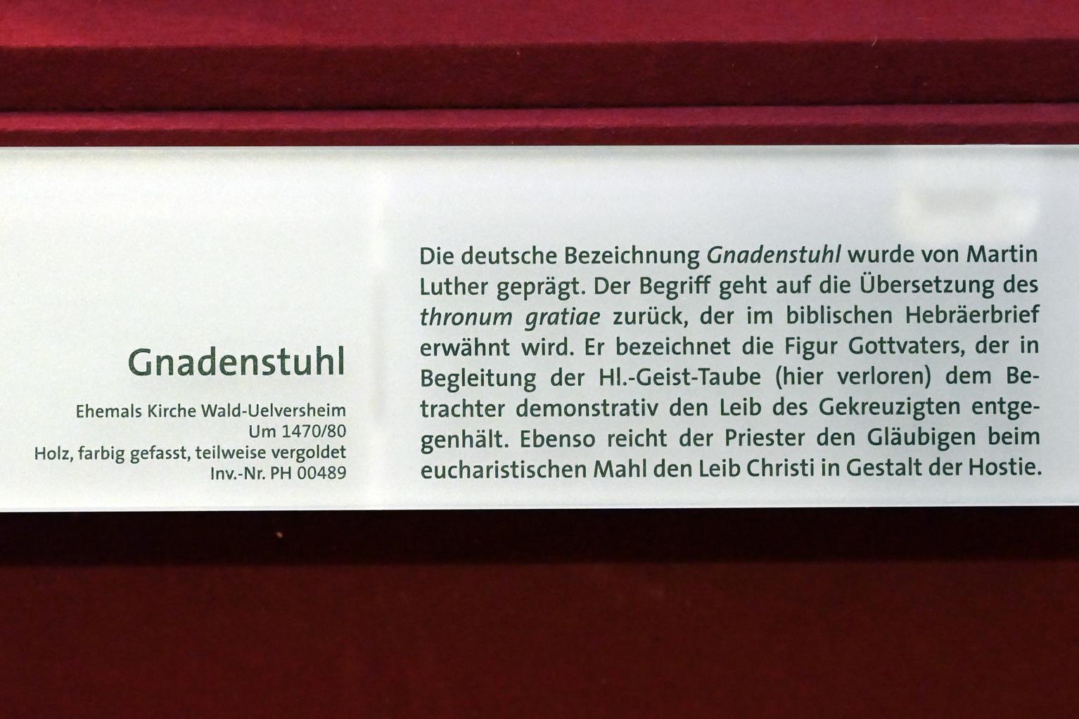 Gnademstuhl, Uelversheim, ehem. Kirche, jetzt Mainz, Dom- und Diözesanmuseum, um 1470–1480, Bild 2/2