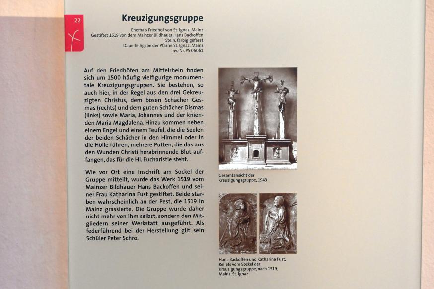 Hans Backoffen (Werkstatt) (1520), Kreuzigungsgruppe, Mainz, Kirche St. Ignaz, jetzt Mainz, Dom- und Diözesanmuseum, nach 1519, Bild 2/2