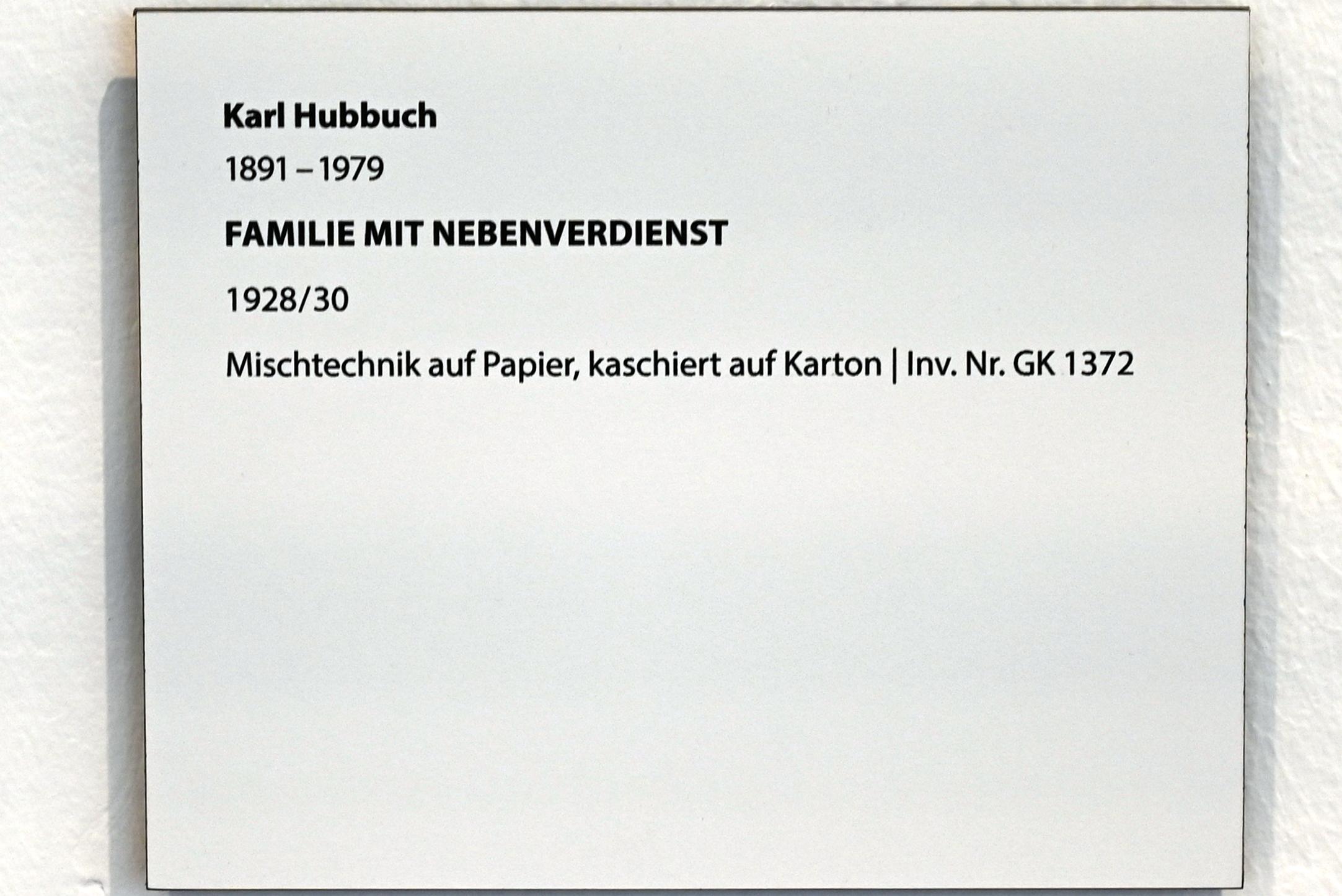 Karl Hubbuch (1929–1959), Familie mit Nebenverdienst, Darmstadt, Hessisches Landesmuseum, Saal 6, 1928–1930, Bild 2/2