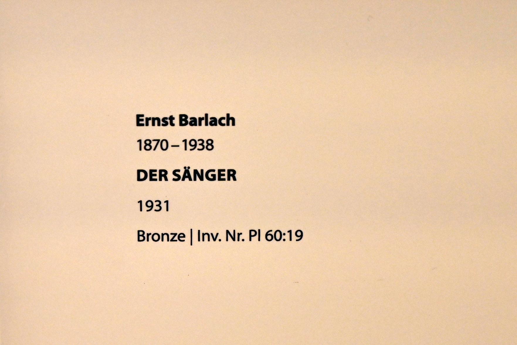 Ernst Barlach (1906–1936), Der Sänger, Darmstadt, Hessisches Landesmuseum, Saal 6, 1931, Bild 4/4