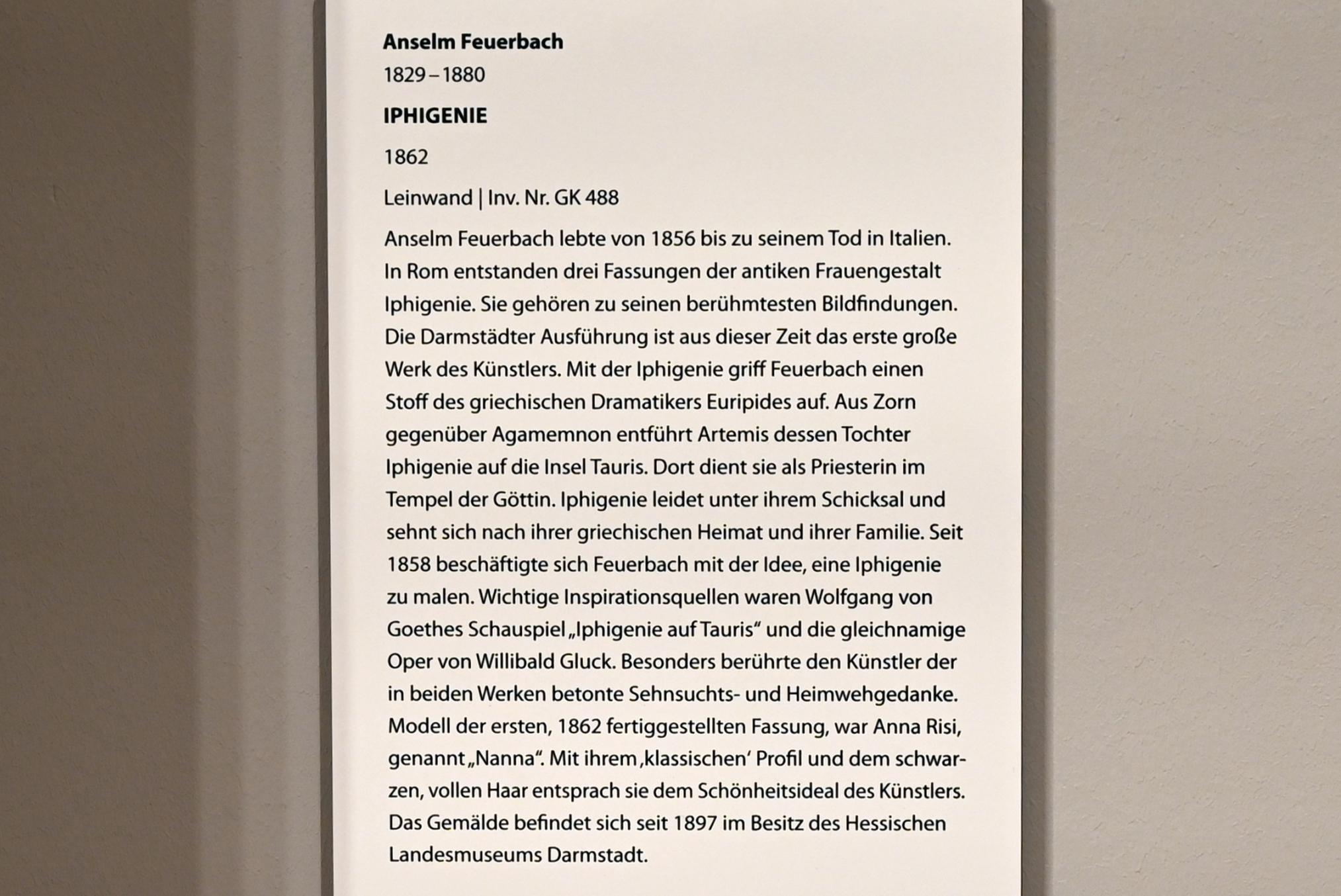 Anselm Feuerbach (1846–1878), Iphigenie, Darmstadt, Hessisches Landesmuseum, Saal 7, 1862, Bild 2/2