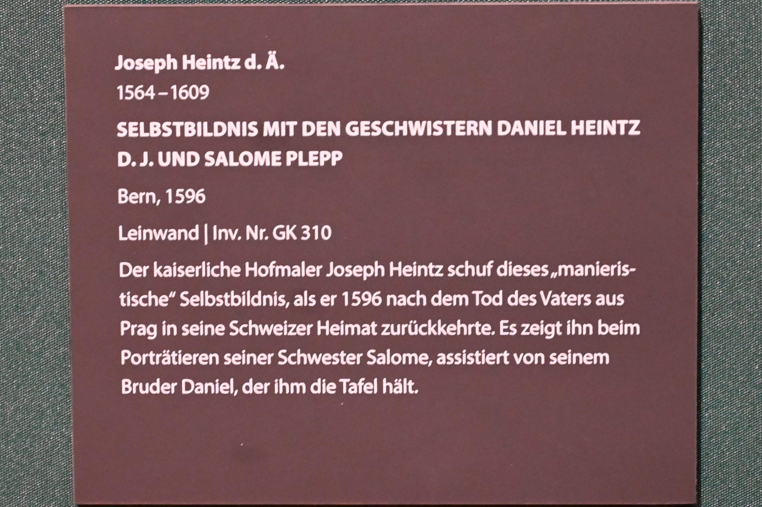 Joseph Heintz der Ältere (1590–1605), Selbstbildnis mit den Geschwistern Daniel Heintz d. J. und Salome Plepp, Darmstadt, Hessisches Landesmuseum, Saal 13, 1596, Bild 2/2