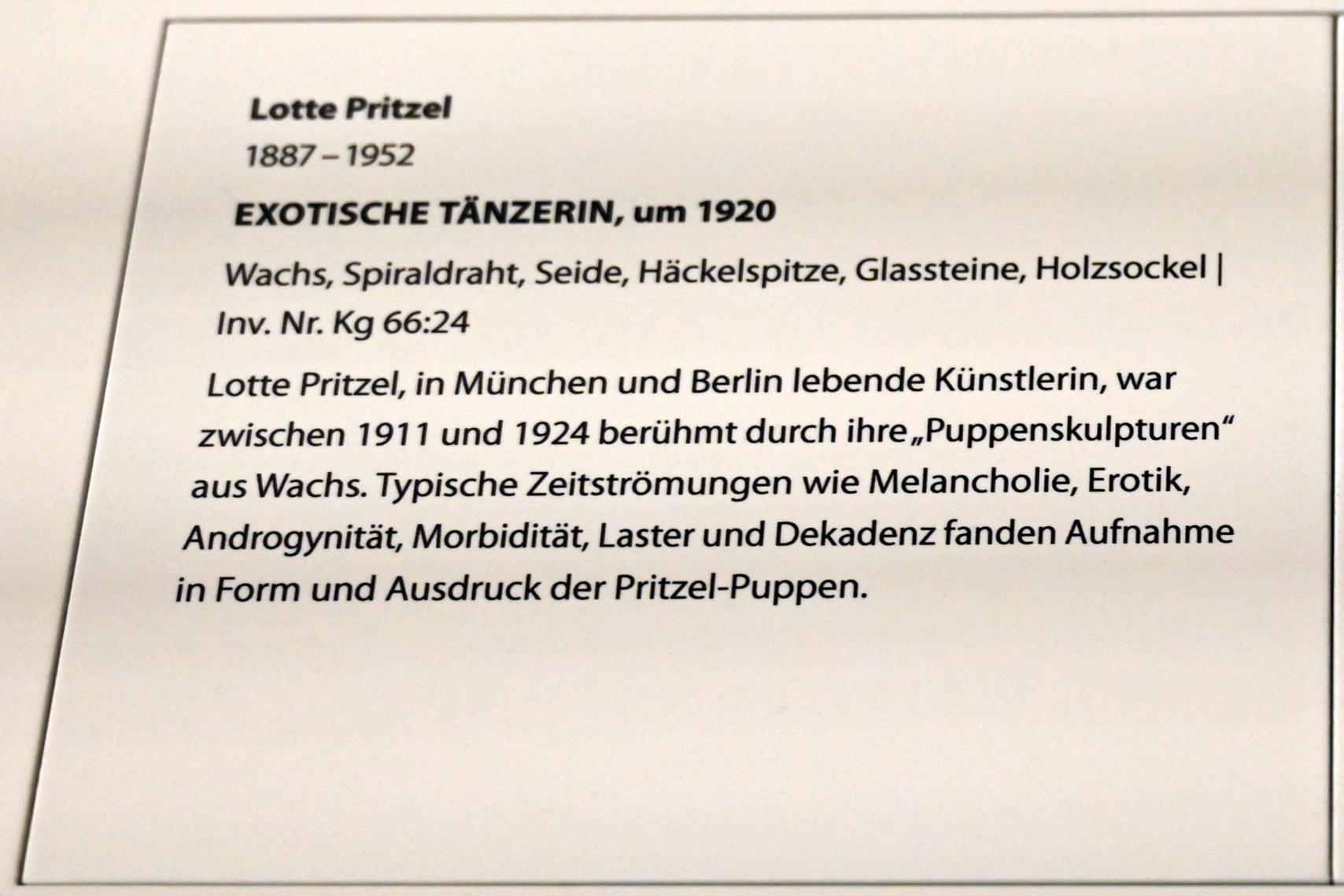 Lotte Pritzel (1920), Exotische Tänzerin, Darmstadt, Hessisches Landesmuseum, Jugendstil, um 1920, Bild 2/2