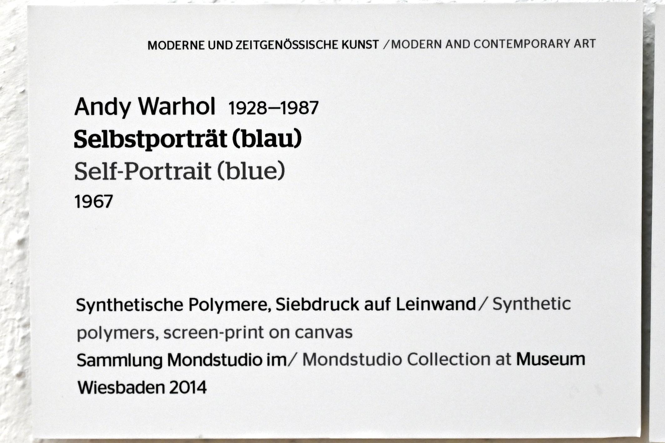 Andy Warhol (1956–1986), Selbstporträt (blau), Wiesbaden, Museum Wiesbaden, Moderne und Zeitgenössisch 4, 1967, Bild 2/2