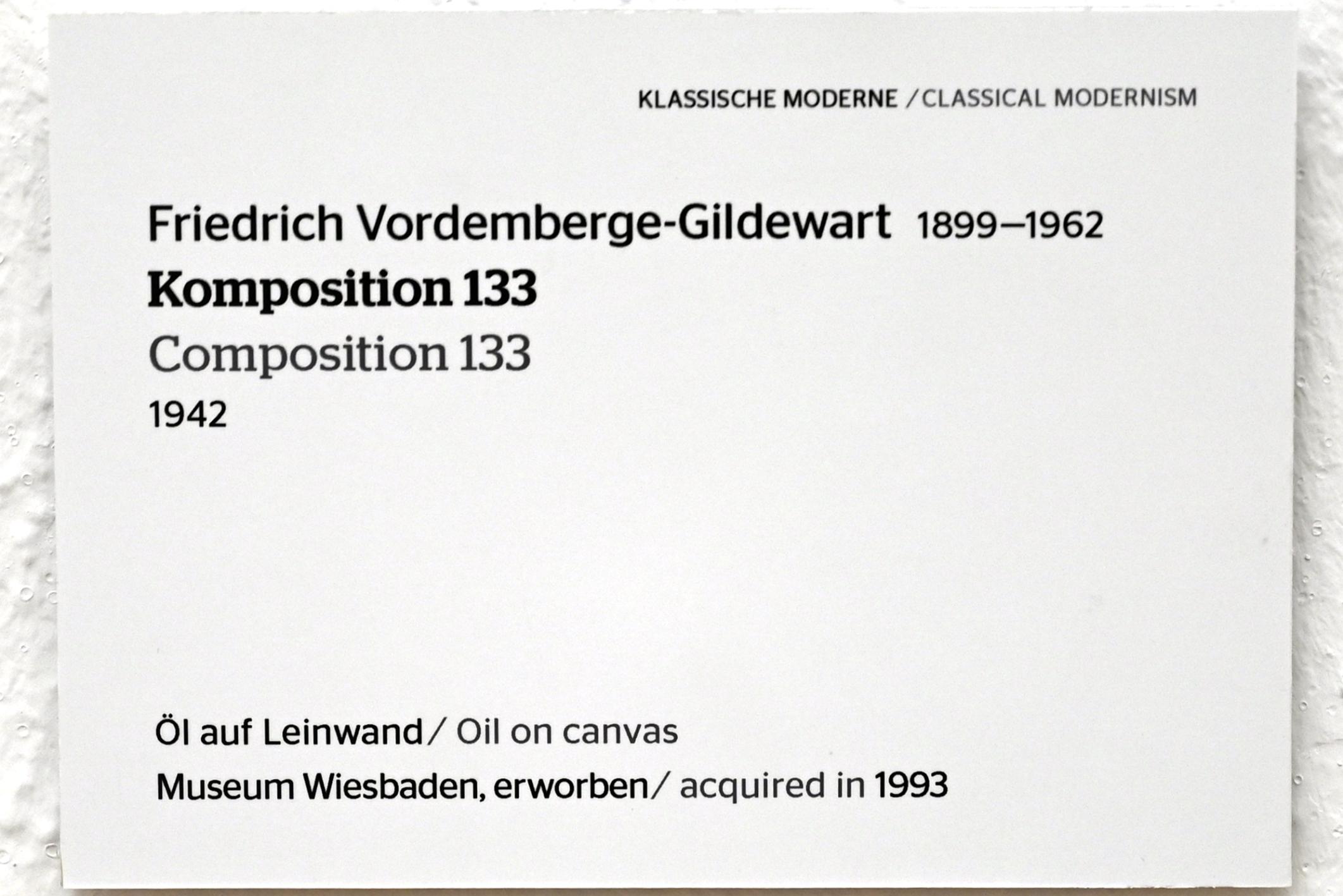 Friedrich Vordemberge-Gildewart (1927–1962), Komposition 133, Wiesbaden, Museum Wiesbaden, Klassische Moderne 2, 1942, Bild 2/2