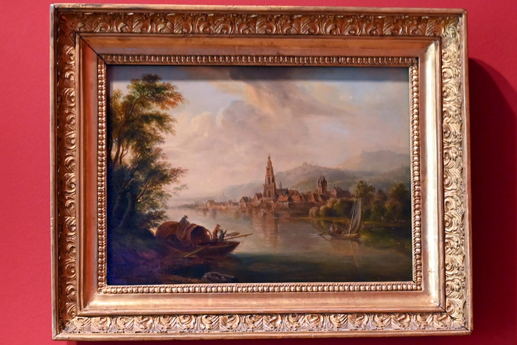 Christian Georg Schütz der Ältere (1752–1787), Ansicht von Eltville, Wiesbaden, Museum Wiesbaden, Landschaft 1, 1774, Bild 1/2
