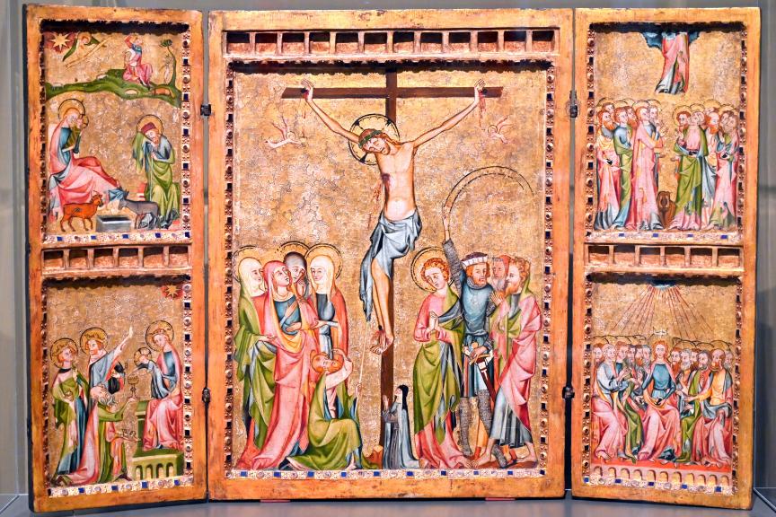Triptychon mit Darstellung der Heilsgeschichte, Köln, Klarissenkloster Sankt Clara, jetzt Köln, Wallraf-Richartz-Museum, Mittelalter - Saal 3, um 1340–1350, Bild 1/2