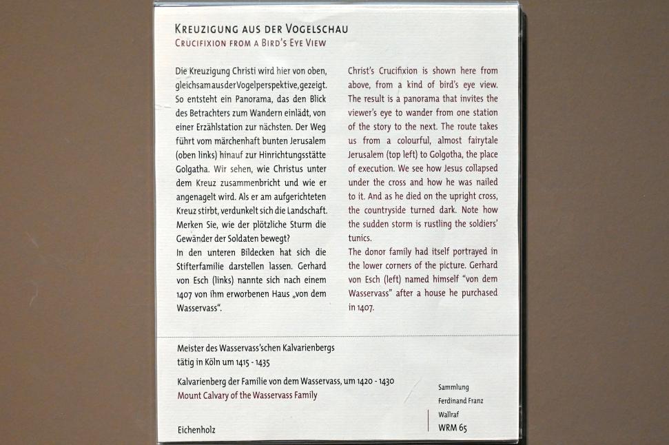 Meister des Wasservass’schen Kalvarienbergs (1425), Kalvarienberg der Familie von dem Wasservass, Köln, Wallraf-Richartz-Museum, Mittelalter - Saal 4, um 1420–1430, Bild 2/2