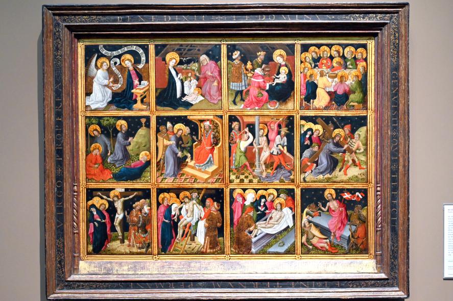 Andachtsbild mit zwölf Szenen aus dem Leben Christi, Köln, Wallraf-Richartz-Museum, Mittelalter - Saal 6, um 1450–1460, Bild 1/2