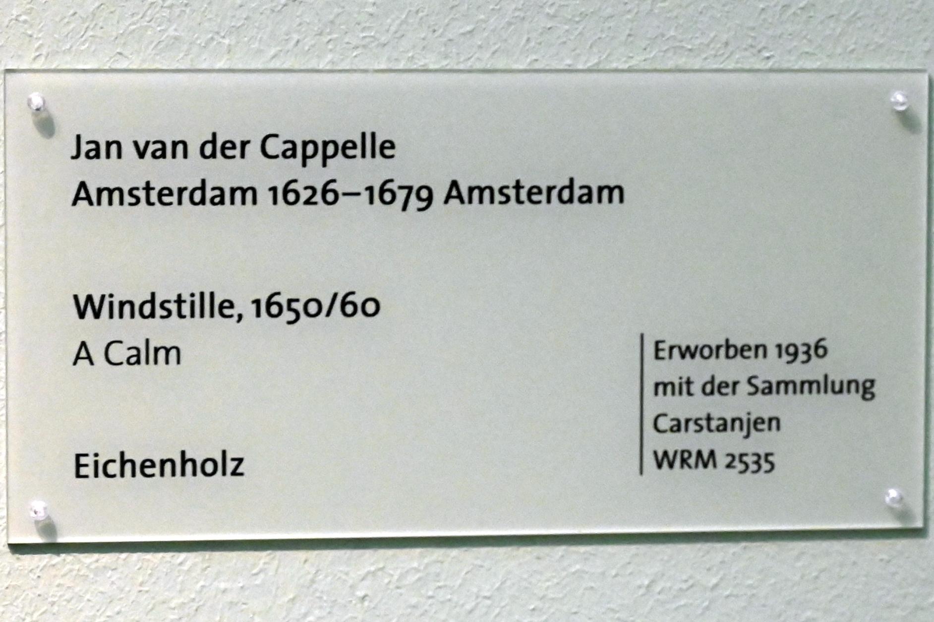 Jan van de Cappelle (1650–1665), Windstille, Köln, Wallraf-Richartz-Museum, Barock - Saal 3, 1650–1660, Bild 2/2