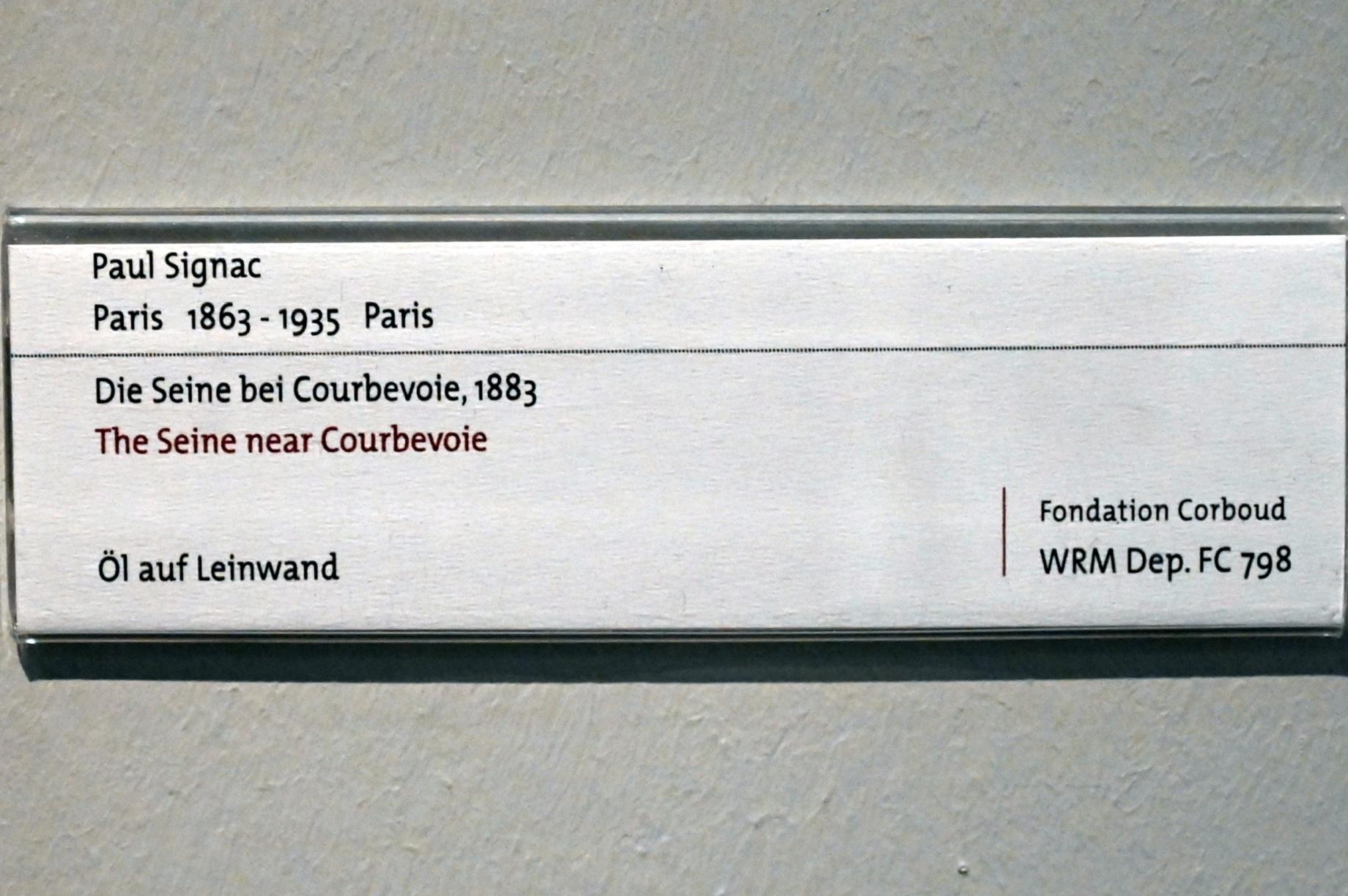 Paul Signac (1883–1933), Die Seine bei Courbevoie, Köln, Wallraf-Richartz-Museum, 19. Jahrhundert - Saal 3, 1883, Bild 2/2