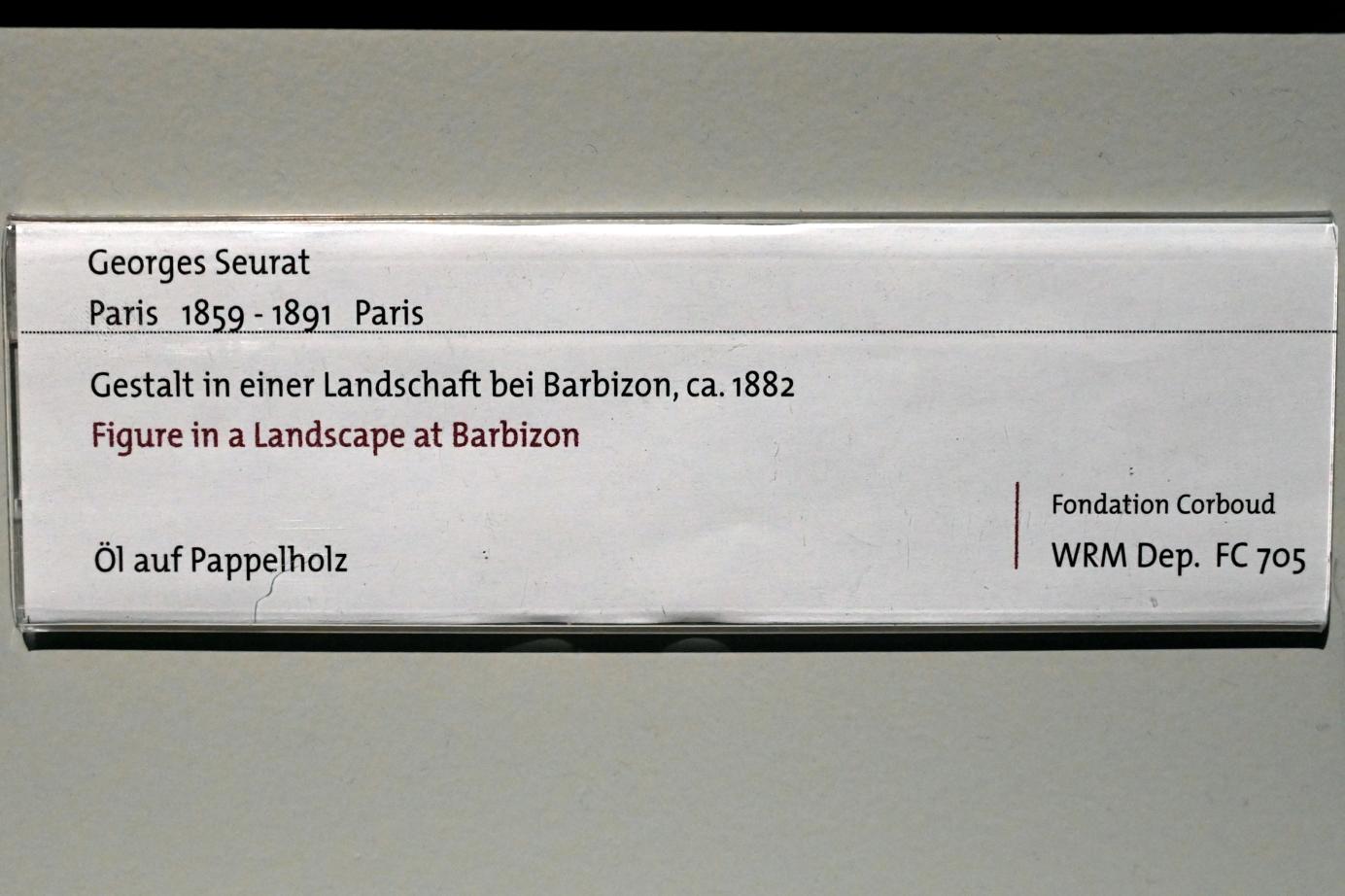 Georges Seurat (1879–1891), Gestalt in einer Landschaft bei Barbizon, Köln, Wallraf-Richartz-Museum, 19. Jahrhundert - Saal 7, um 1882, Bild 2/2