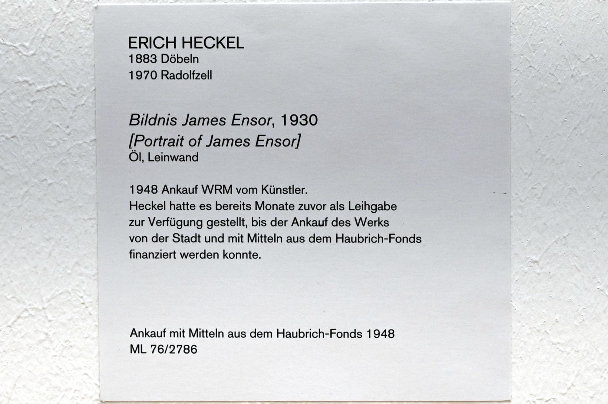 Erich Heckel (1906–1958), Bildnis James Ensor, Köln, Museum Ludwig, 02.13, 1930, Bild 2/2