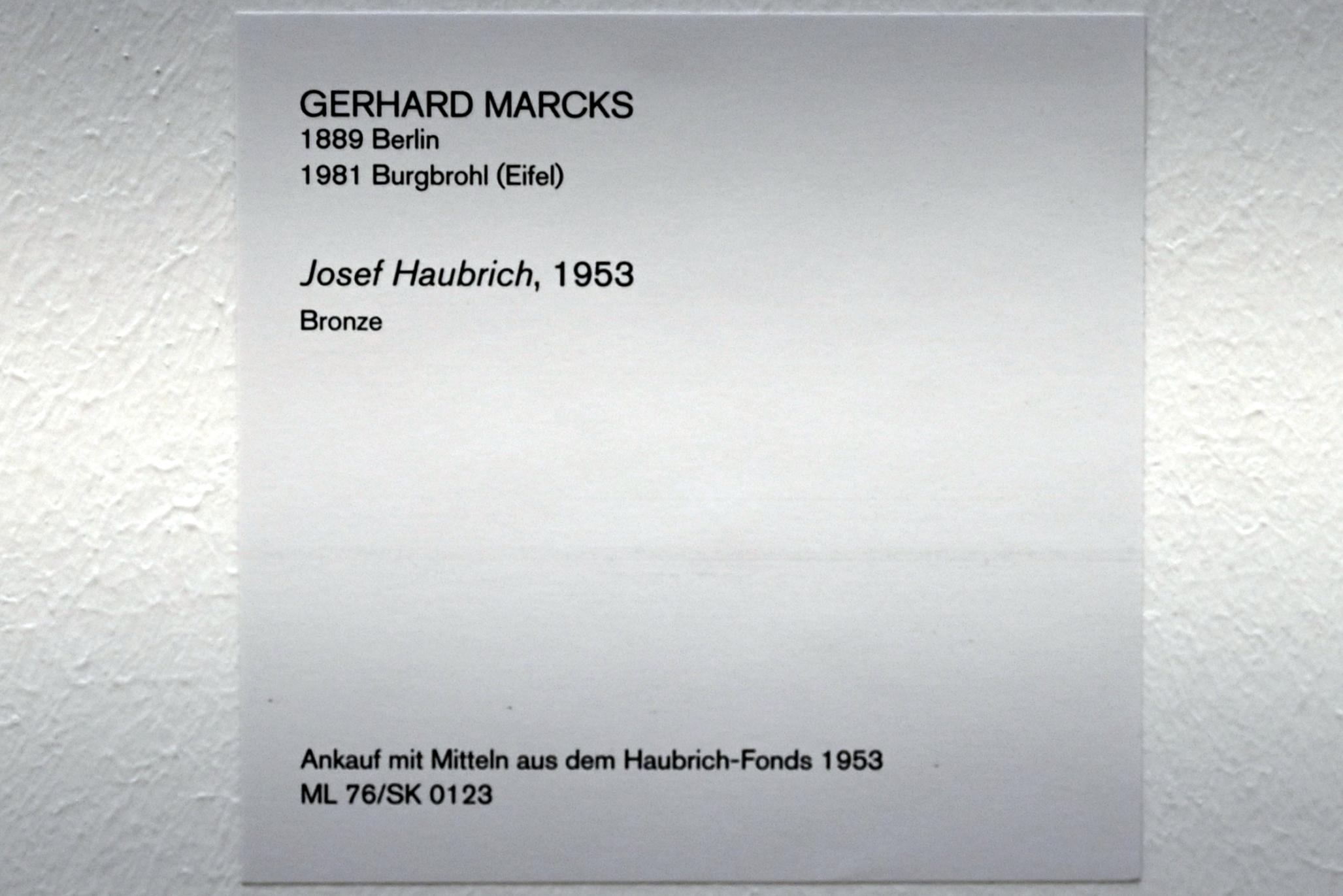 Gerhard Marcks (1932–1975), Josef Haubrich, Köln, Museum Ludwig, 02.13, 1953, Bild 3/3