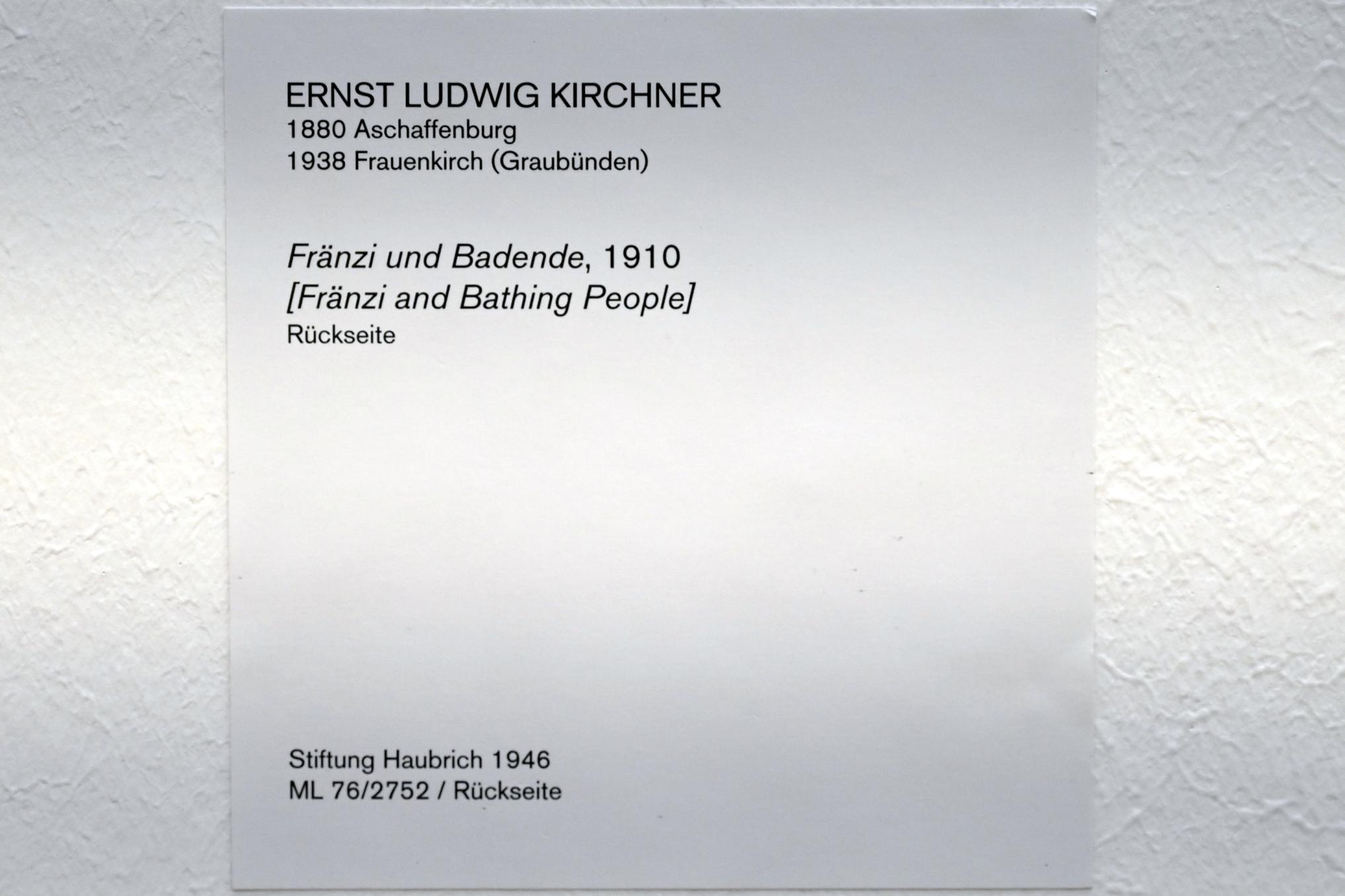 Ernst Ludwig Kirchner (1904–1933), Fränzi und Badende, Köln, Museum Ludwig, 02.05, 1910, Bild 2/2