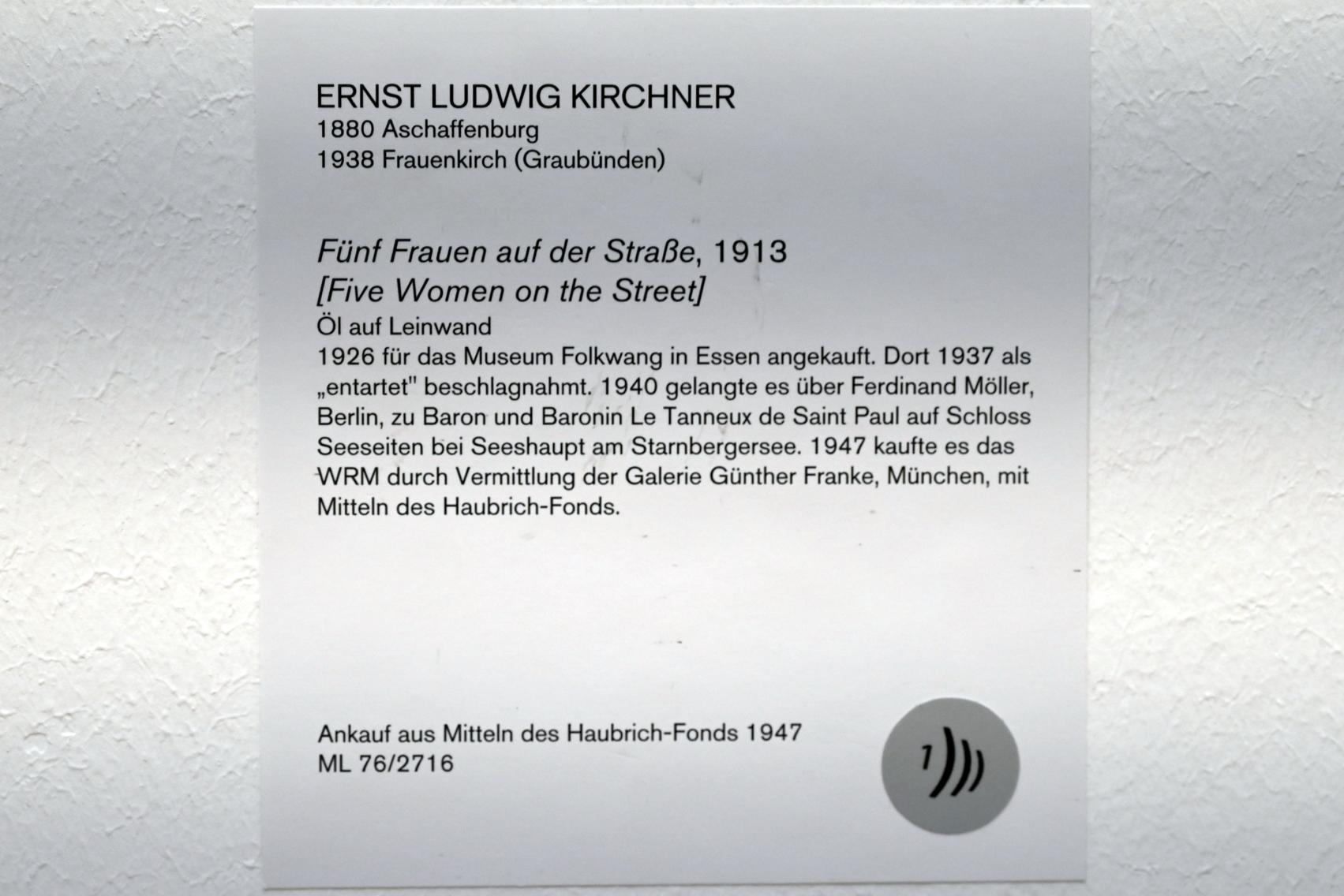 Ernst Ludwig Kirchner (1904–1933), Fünf Frauen auf der Straße, Köln, Museum Ludwig, 02.05, 1913, Bild 2/2