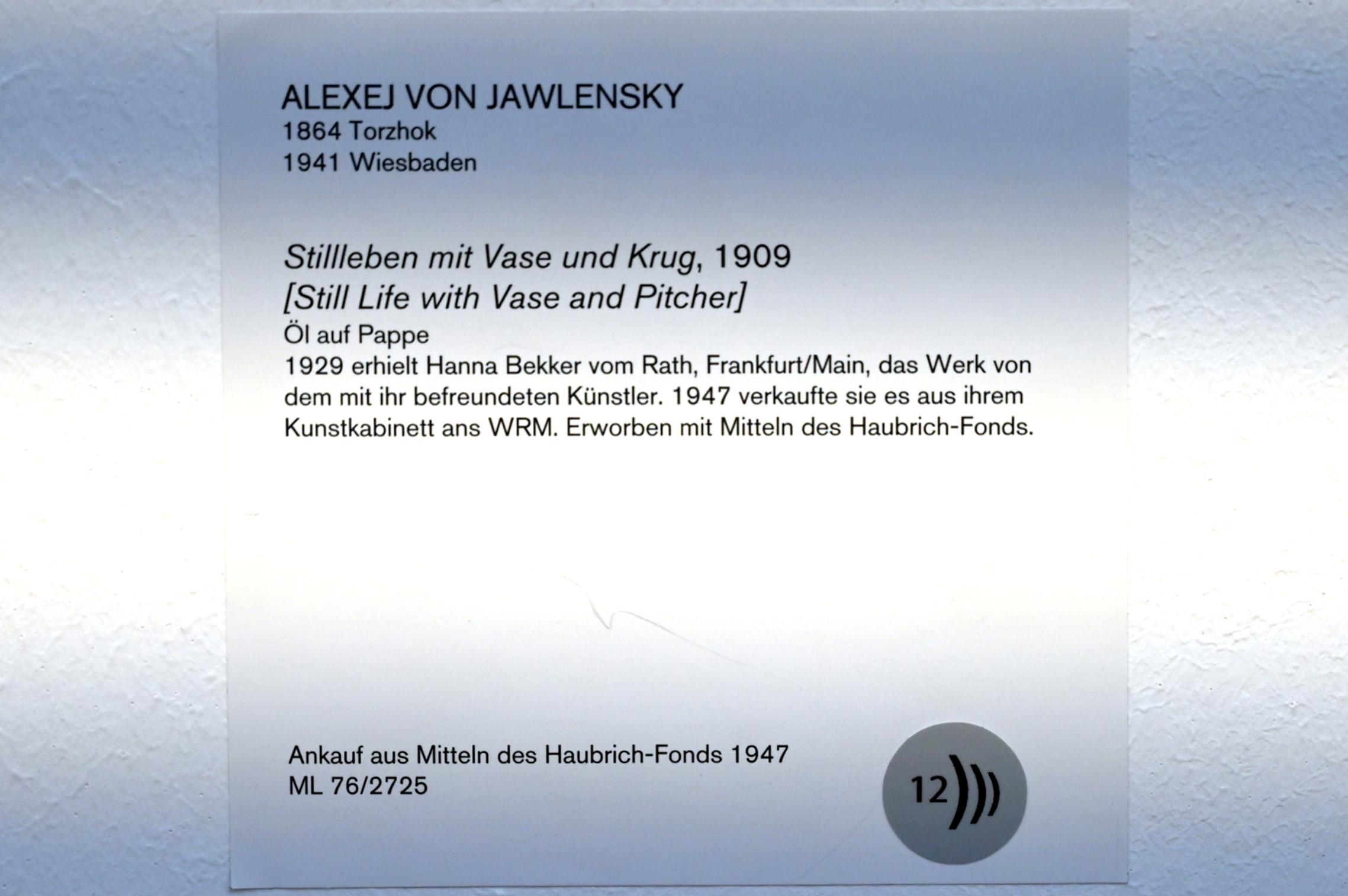 Alexej von Jawlensky (1893–1938), Stillleben mit Vase und Krug, Köln, Museum Ludwig, 02.07, 1909, Bild 2/2