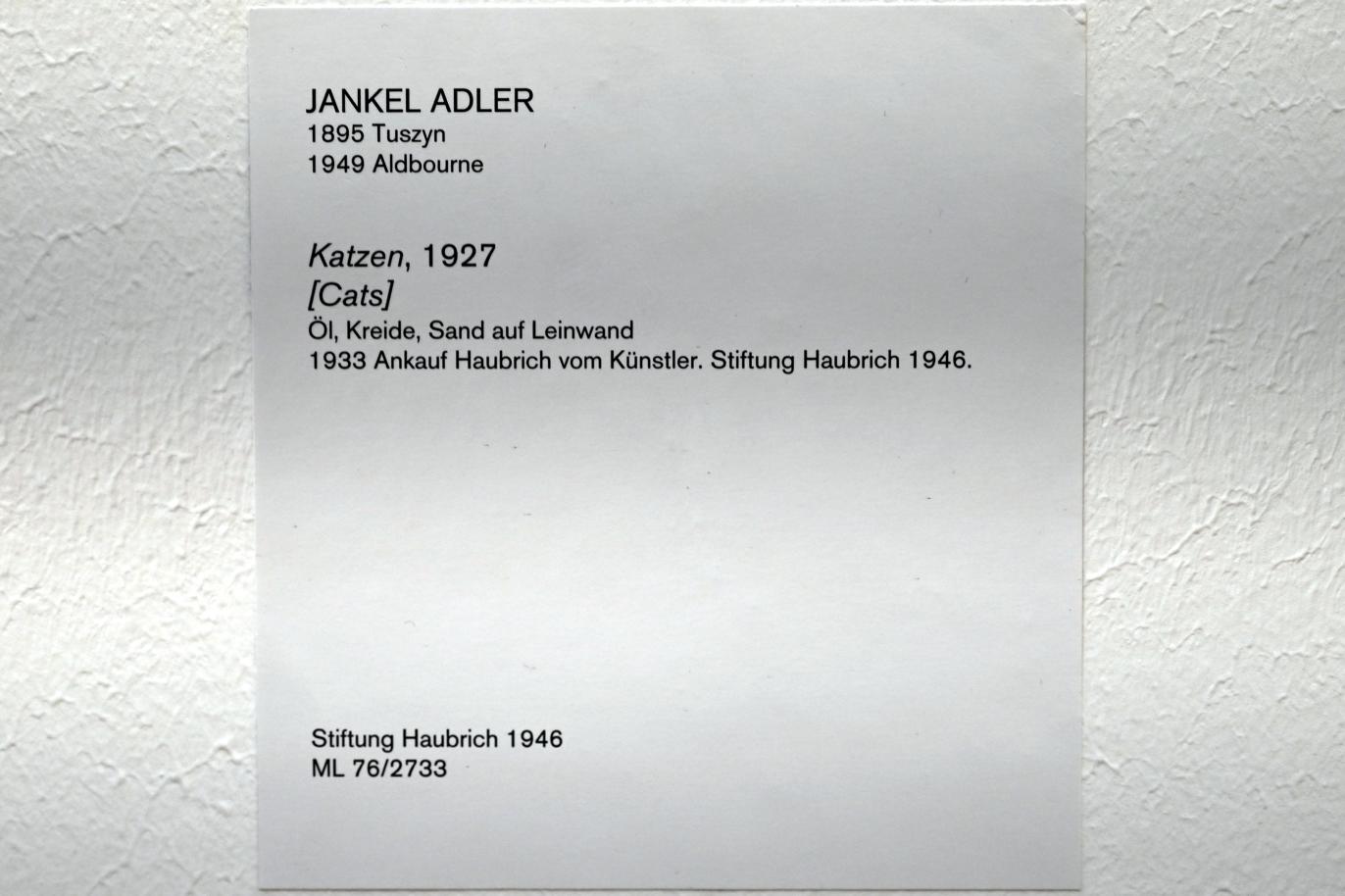 Jankel Adler (1925–1927), Katzen, Köln, Museum Ludwig, 02.12, 1927, Bild 2/2