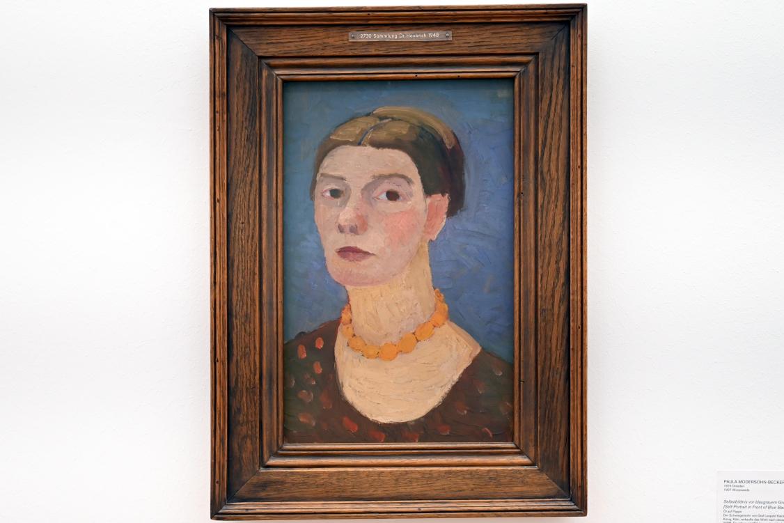 Paula Modersohn-Becker (1900–1910), Selbstbildnis vor blaugrauem Grund, Köln, Museum Ludwig, 02.16, 1906, Bild 1/2