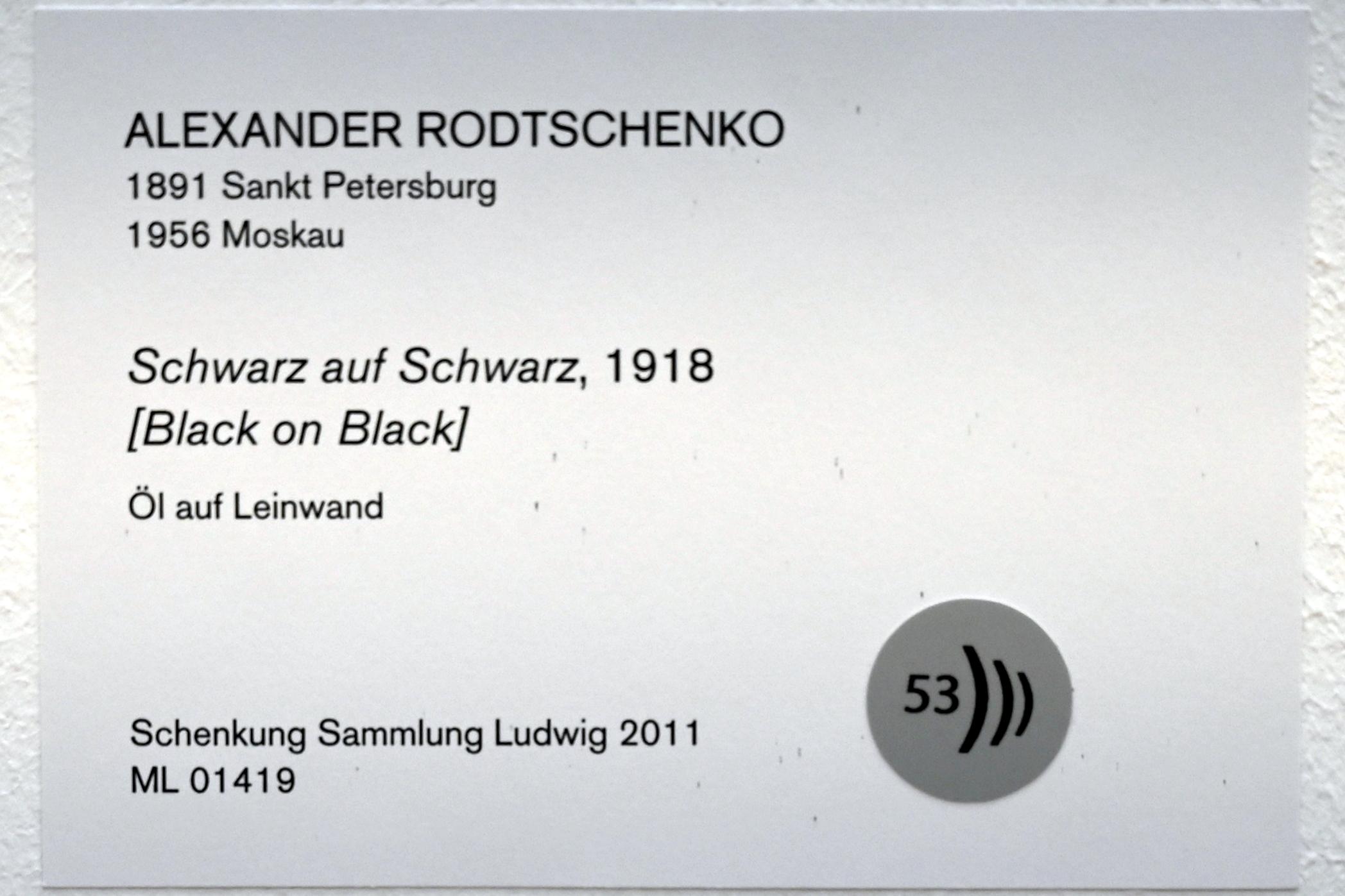 Alexander Michailowitsch Rodtschenko (1918–1930), Schwarz auf Schwarz, Köln, Museum Ludwig, 02.21, 1918, Bild 2/2