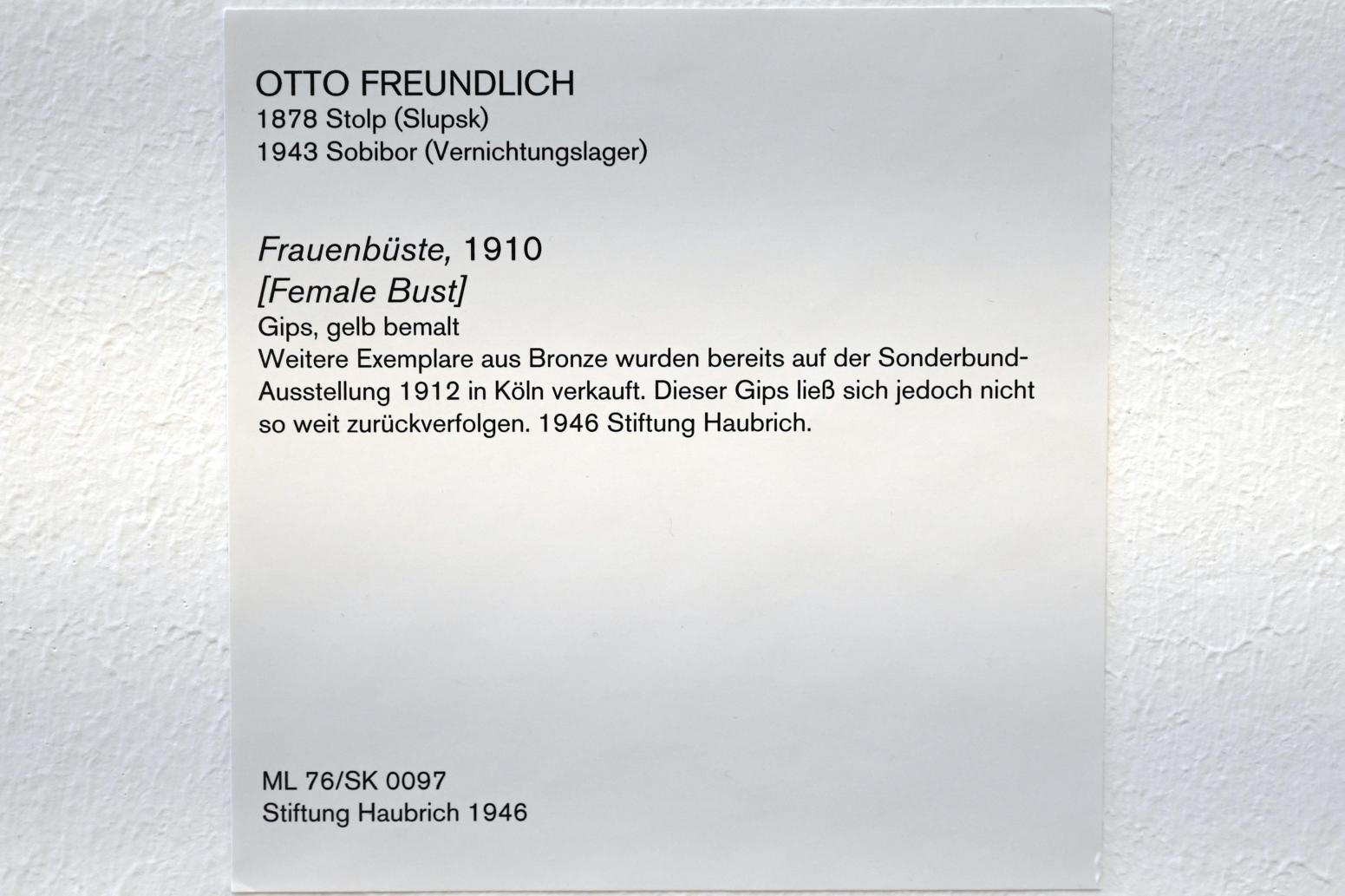 Otto Freundlich (1910–1939), Frauenbüste, Köln, Museum Ludwig, 02.26, 1910, Bild 4/4