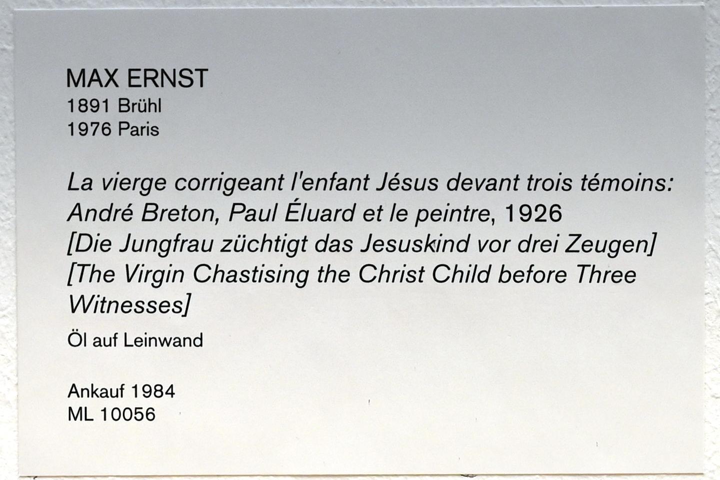 Max Ernst (1912–1970), Die Jungfrau züchtigt das Jesuskind vor drei Zeugen, Köln, Museum Ludwig, 02.28, 1926, Bild 2/2
